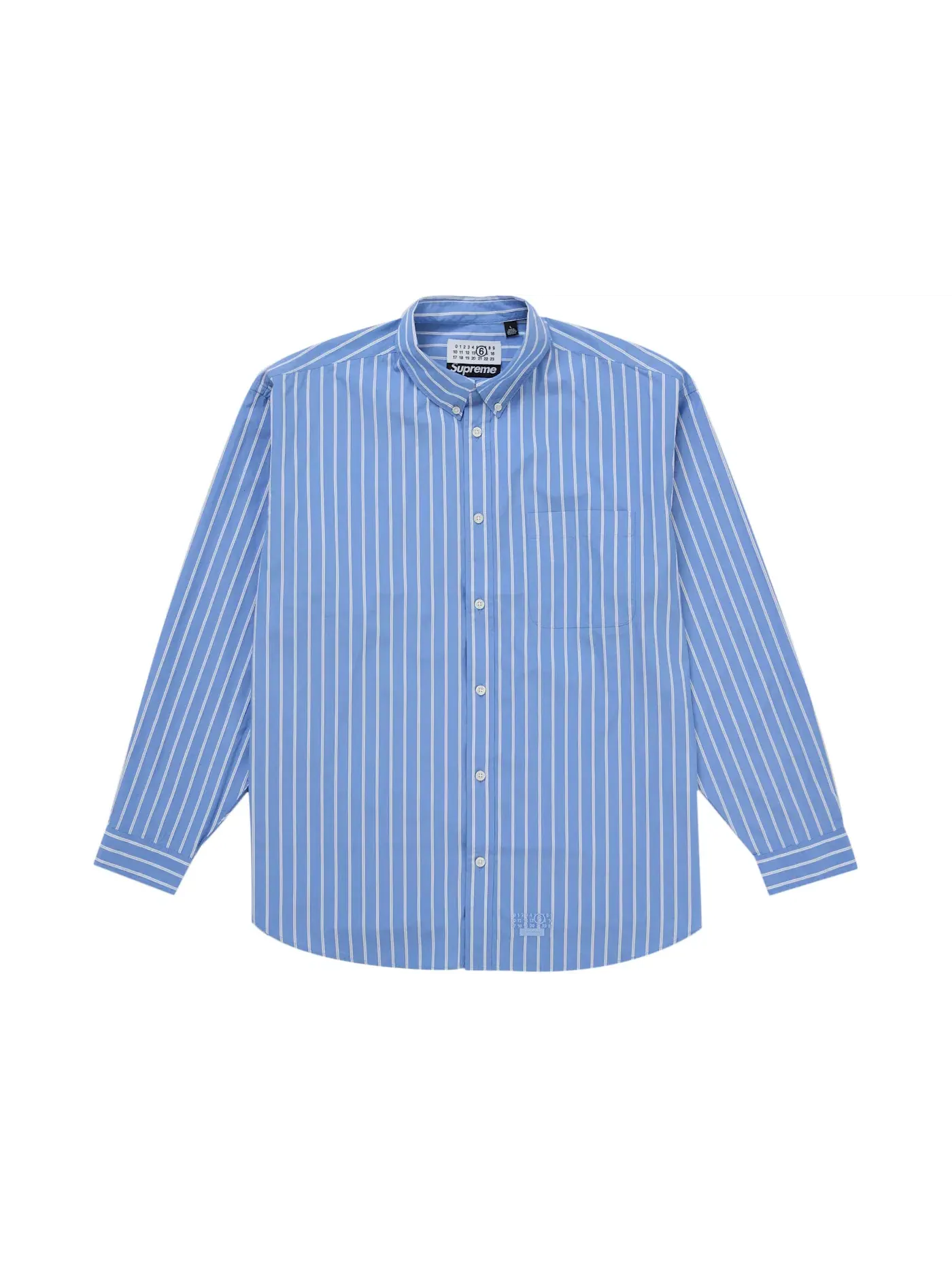 Мужская рубашка с полосками Supreme MM6 Maison Margiela Stripe Shirt — изображение 1 из 3, синий