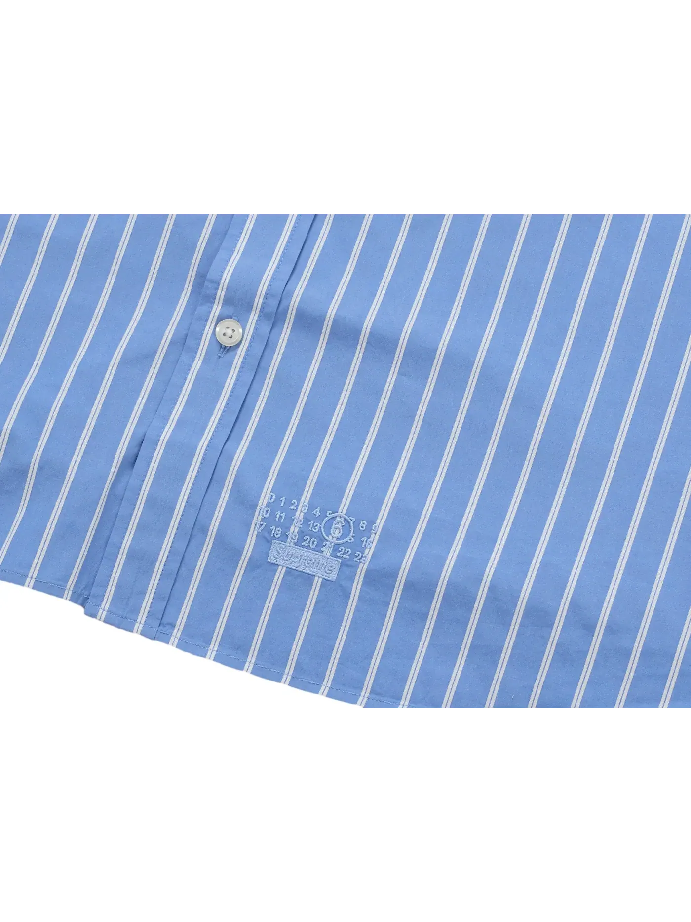 Мужская рубашка с полосками Supreme MM6 Maison Margiela Stripe Shirt — изображение 3 из 3, синий