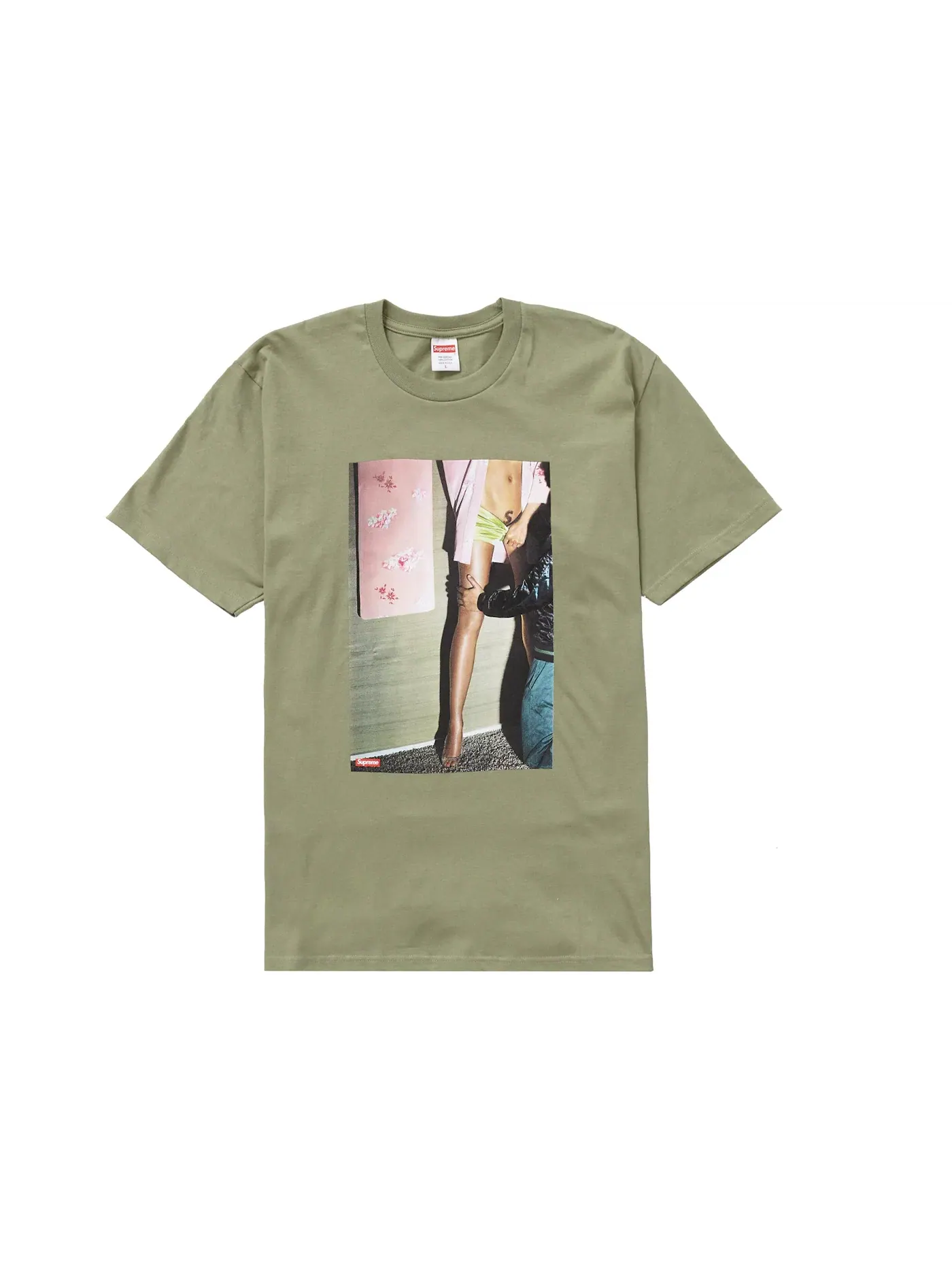 Мужская футболка с принтом Supreme Tee — изображение 1 из 1, светлый оливковый