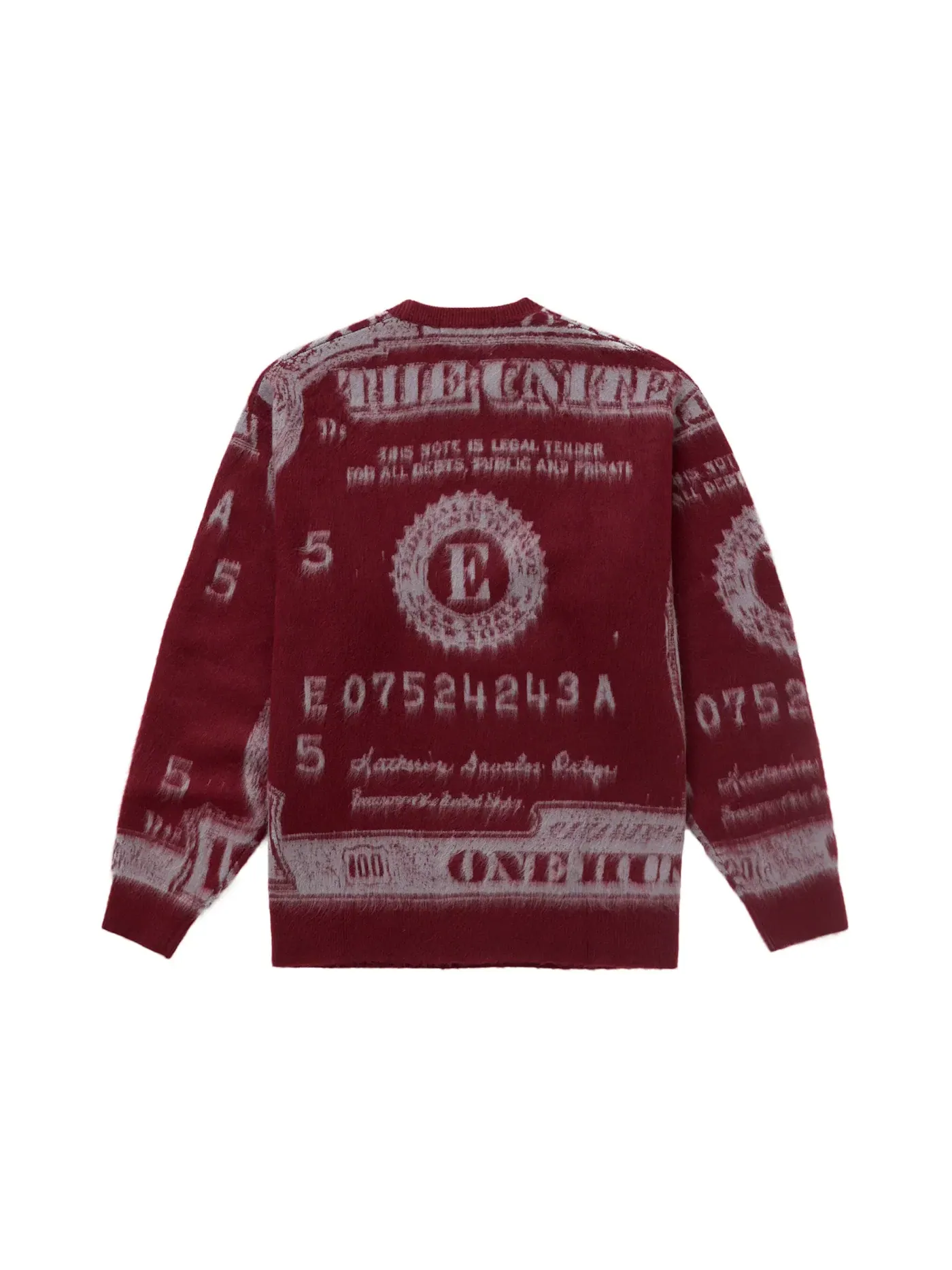 Мужской свитер с принтом Supreme — изображение 2 из 2, бордовый