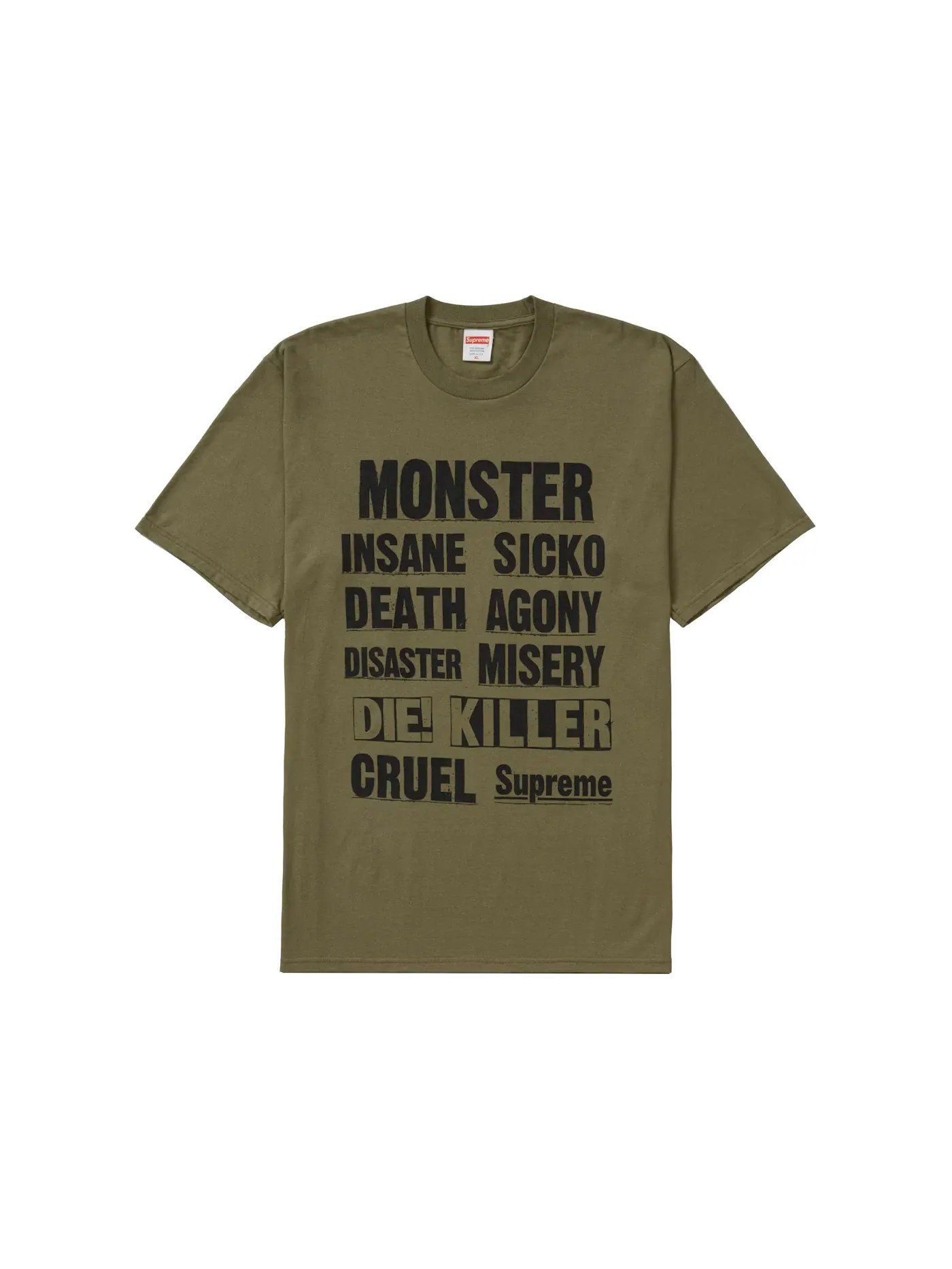 Мужская футболка с принтом Supreme Monster Tee — изображение 1 из 1, светлый оливковый