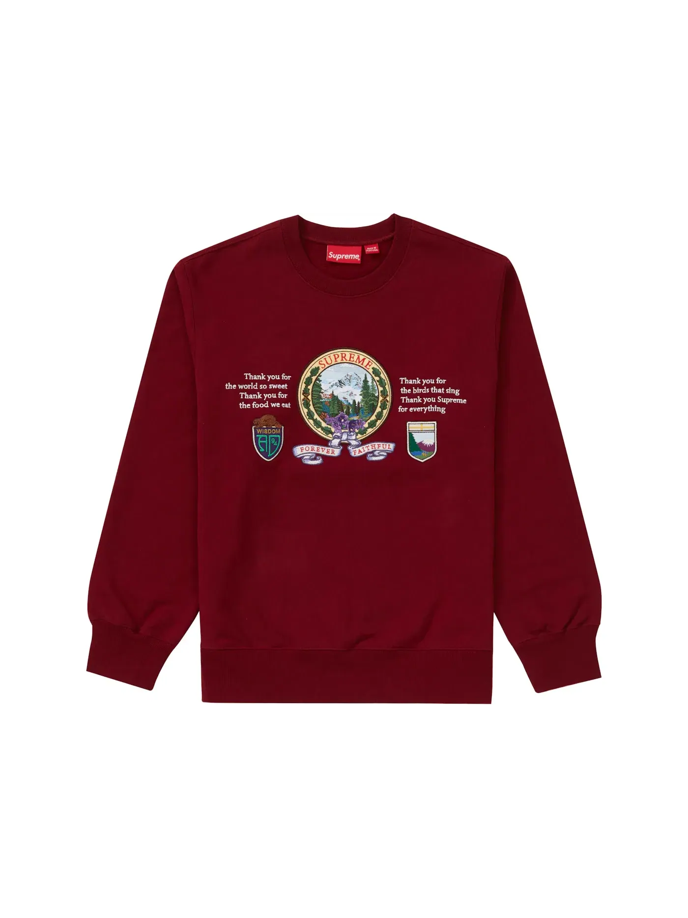 Мужской свитшот с принтом Supreme Crewneck — изображение 1 из 1, красный