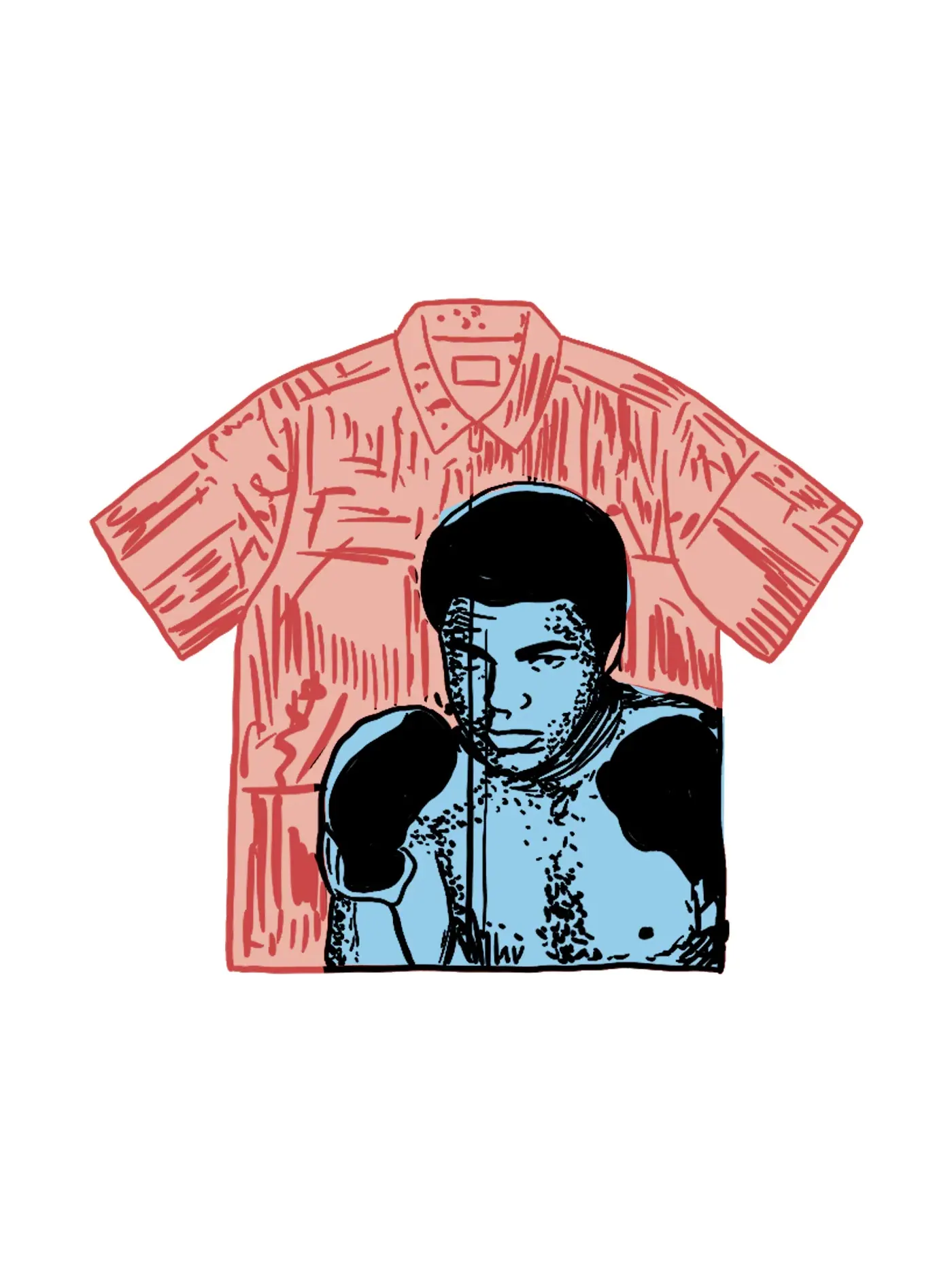 Мужская рубашка с принтом Muhammad Ali Supreme — изображение 1 из 1, красный