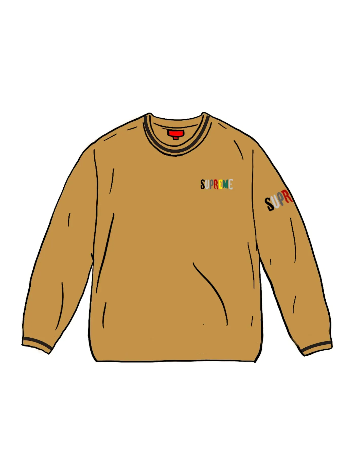 Мужская футболка с длинным рукавом с принтом Supreme L/S Top — изображение 1 из 1, темный золотистый