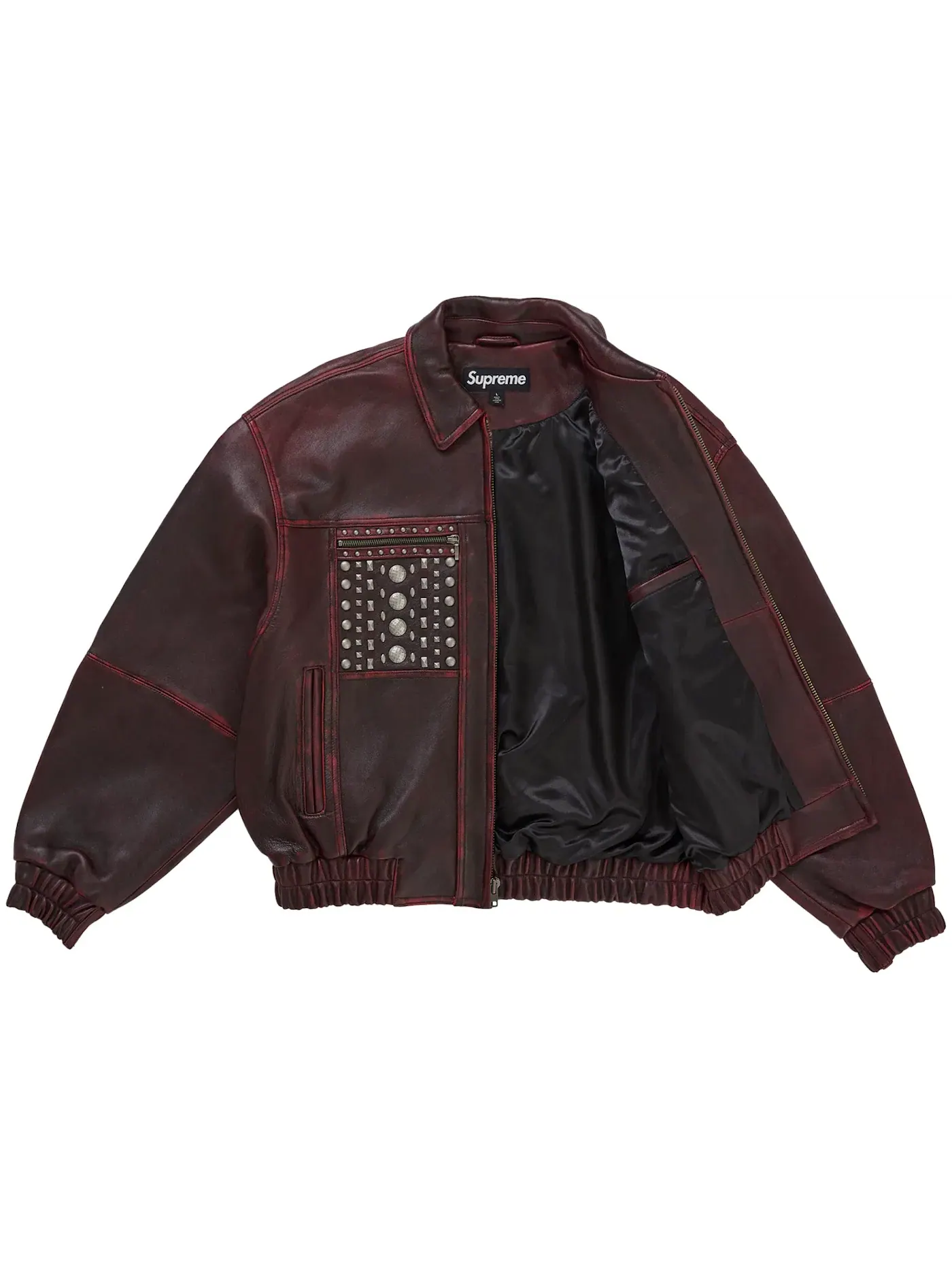 Мужская куртка с принтом Supreme Multi Studded Leather Jacket — изображение 2 из 3, бордовый