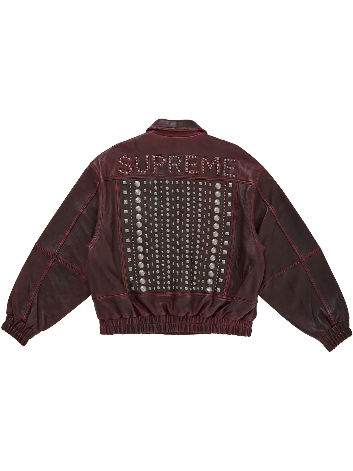 Мужская куртка с принтом Supreme Multi Studded Leather Jacket — изображение 3 из 3, бордовый