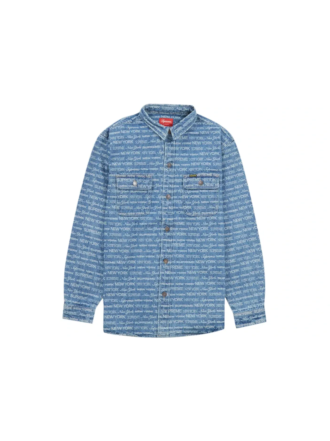 Мужская джинсовая рубашка с жаккардовым узором Supreme