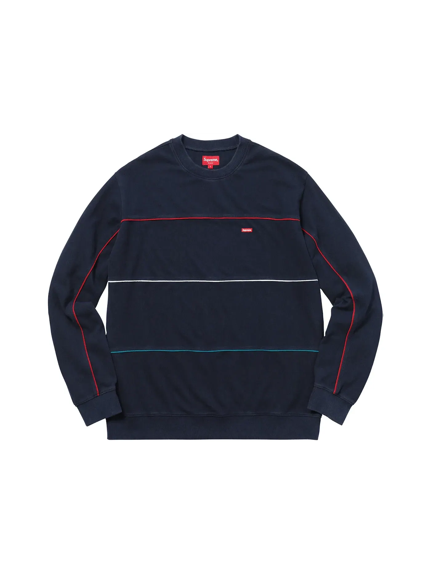 Мужской свитшот с отделкой кантом Supreme Crewneck — изображение 1 из 1, темно-синий