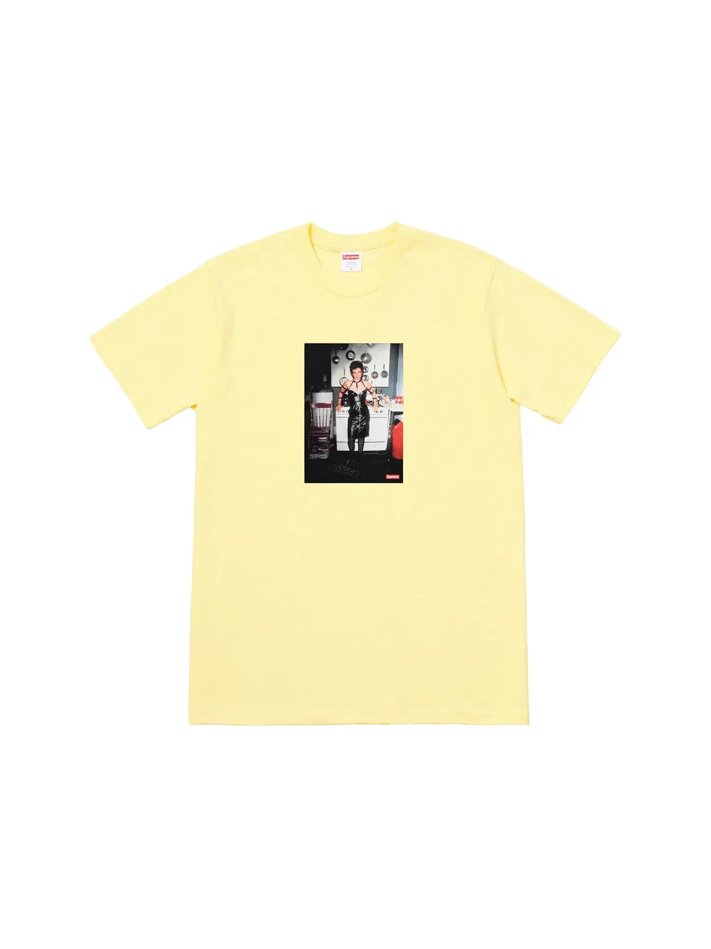 Мужская футболка с принтом Supreme Nan Goldin Nan as a dominatrix Tee — изображение 1 из 1, бледный желтый
