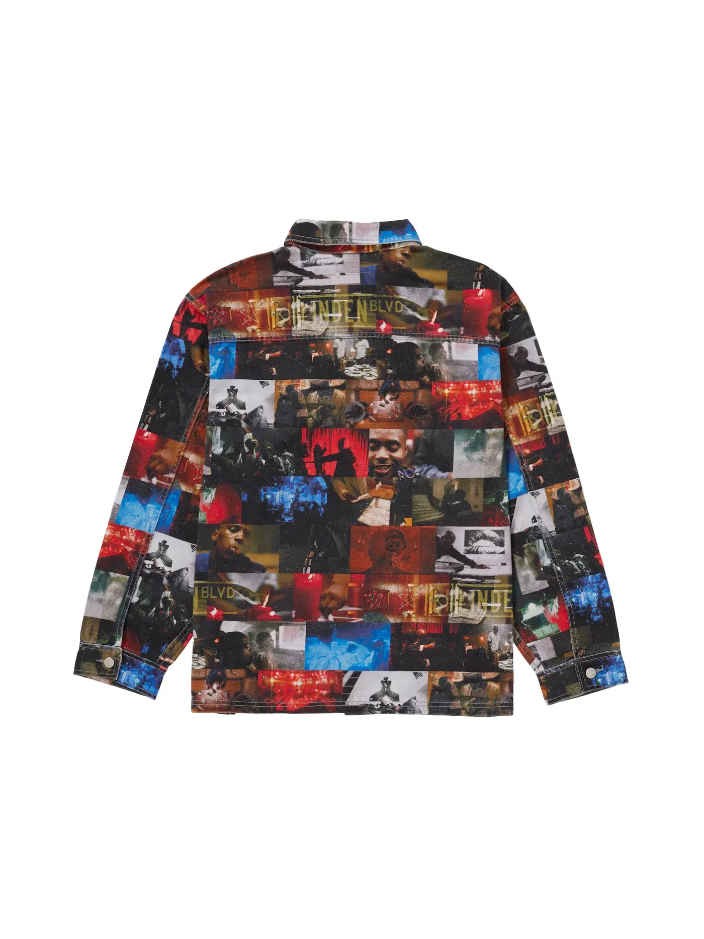 Мужское пальто-куртка джинсовое с принтом Nas and DMX Collage Denim Chore Coat Supreme — изображение 2 из 2, мульти