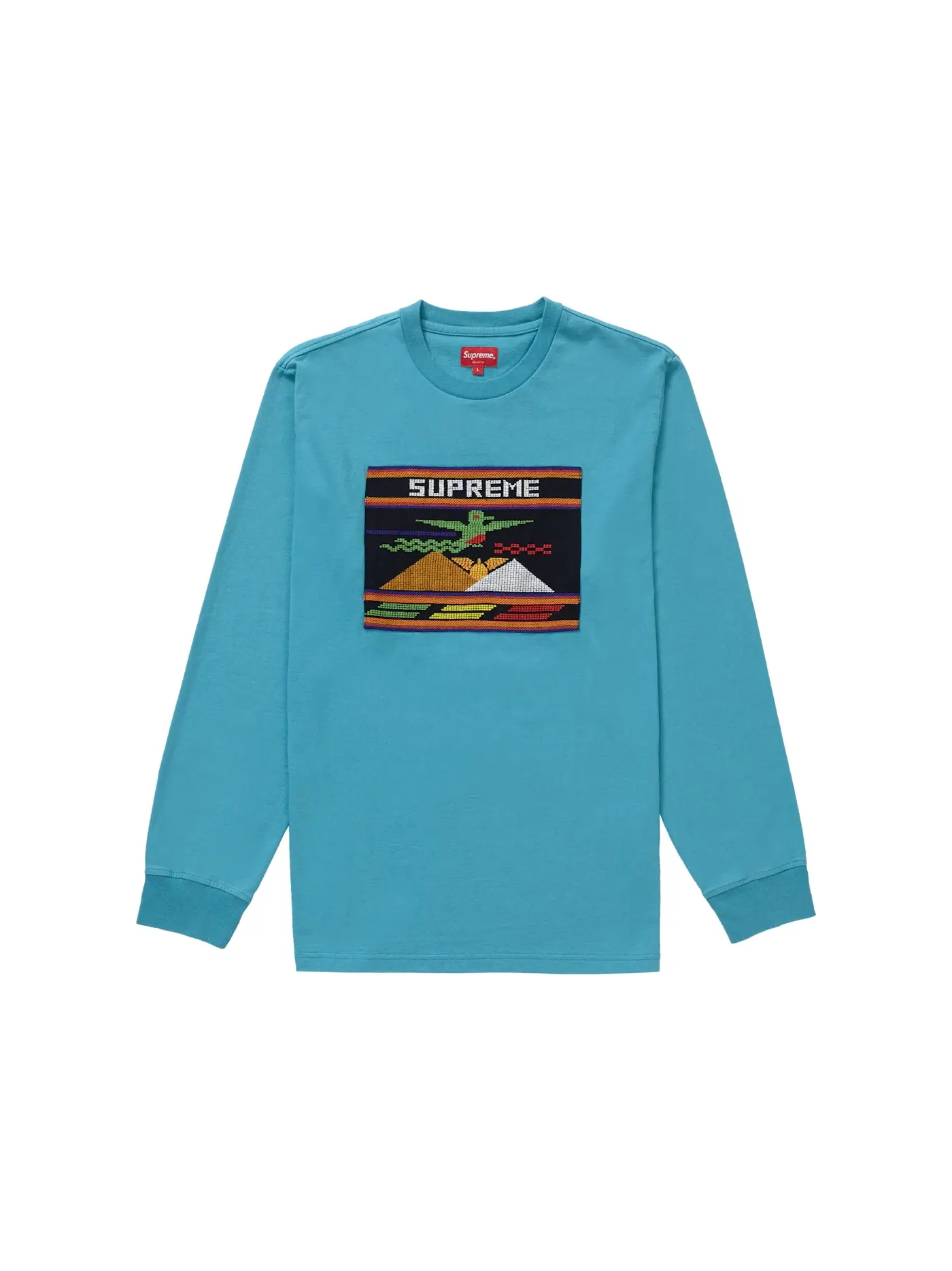 Мужская футболка с длинным рукавом Supreme Needlepoint Patch L/S Top — изображение 1 из 1, голубой
