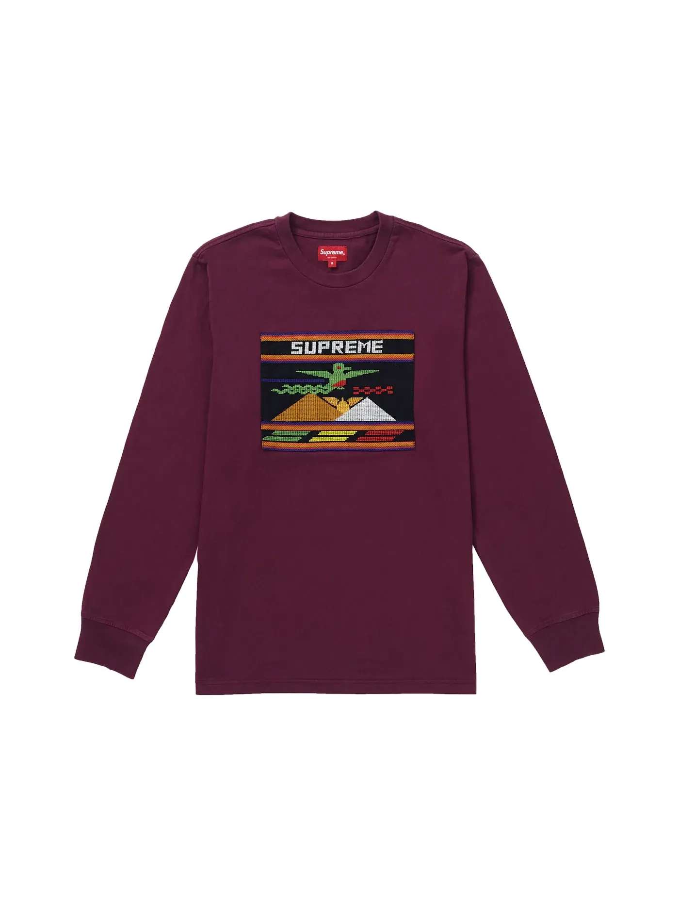 Мужская футболка Supreme Needlepoint Patch L/S Top Purple — изображение 1 из 1