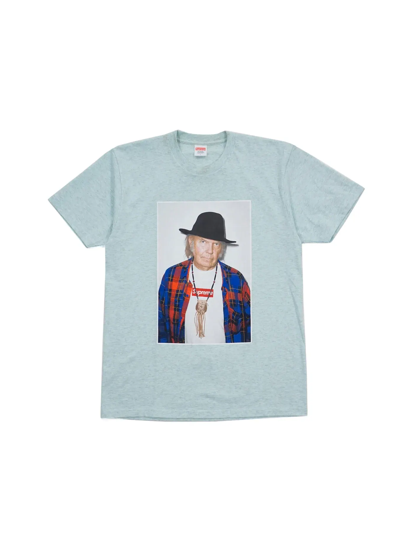 Мужская футболка с принтом Supreme Neil Young Tee — изображение 1 из 1, морская пена