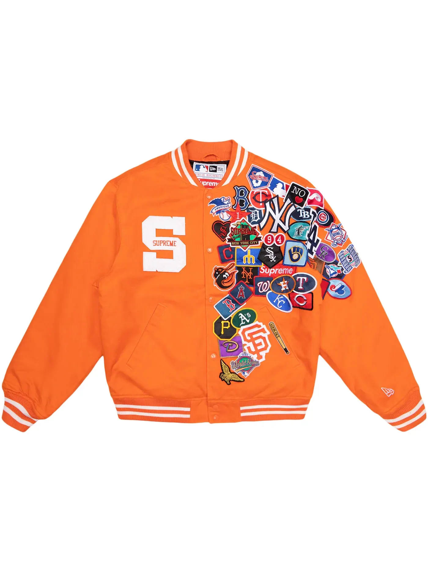 Мужская бейсбольная куртка New Era MLB Varsity Jacket Supreme — изображение 1 из 2, оранжевый