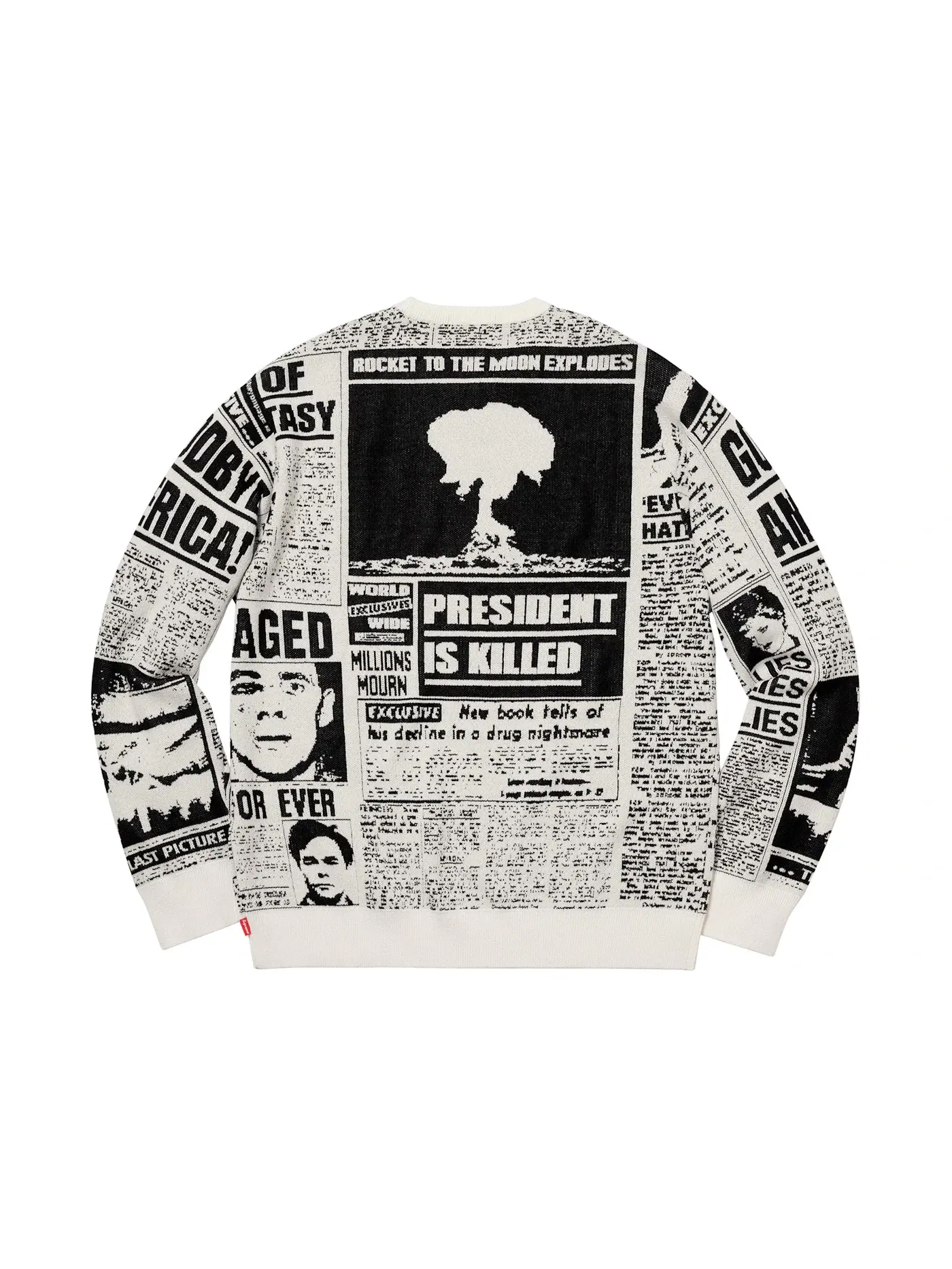 Мужской свитер с принтом Supreme Newsprint Sweater — изображение 2 из 2, белый