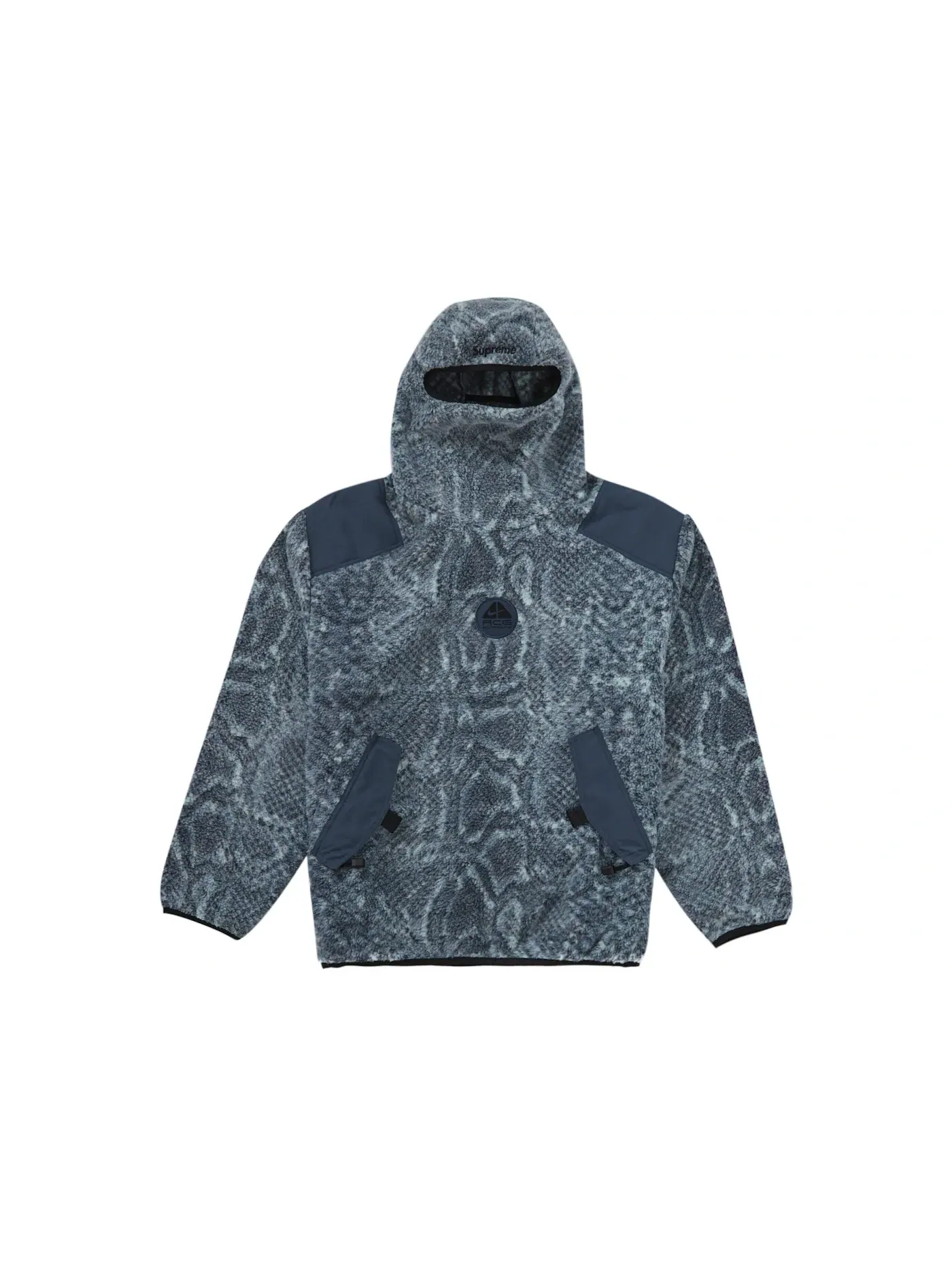 Мужской пуловер из флиса с капюшоном-маской Pullover Supreme, Mint Snakeskin — изображение 1 из 2