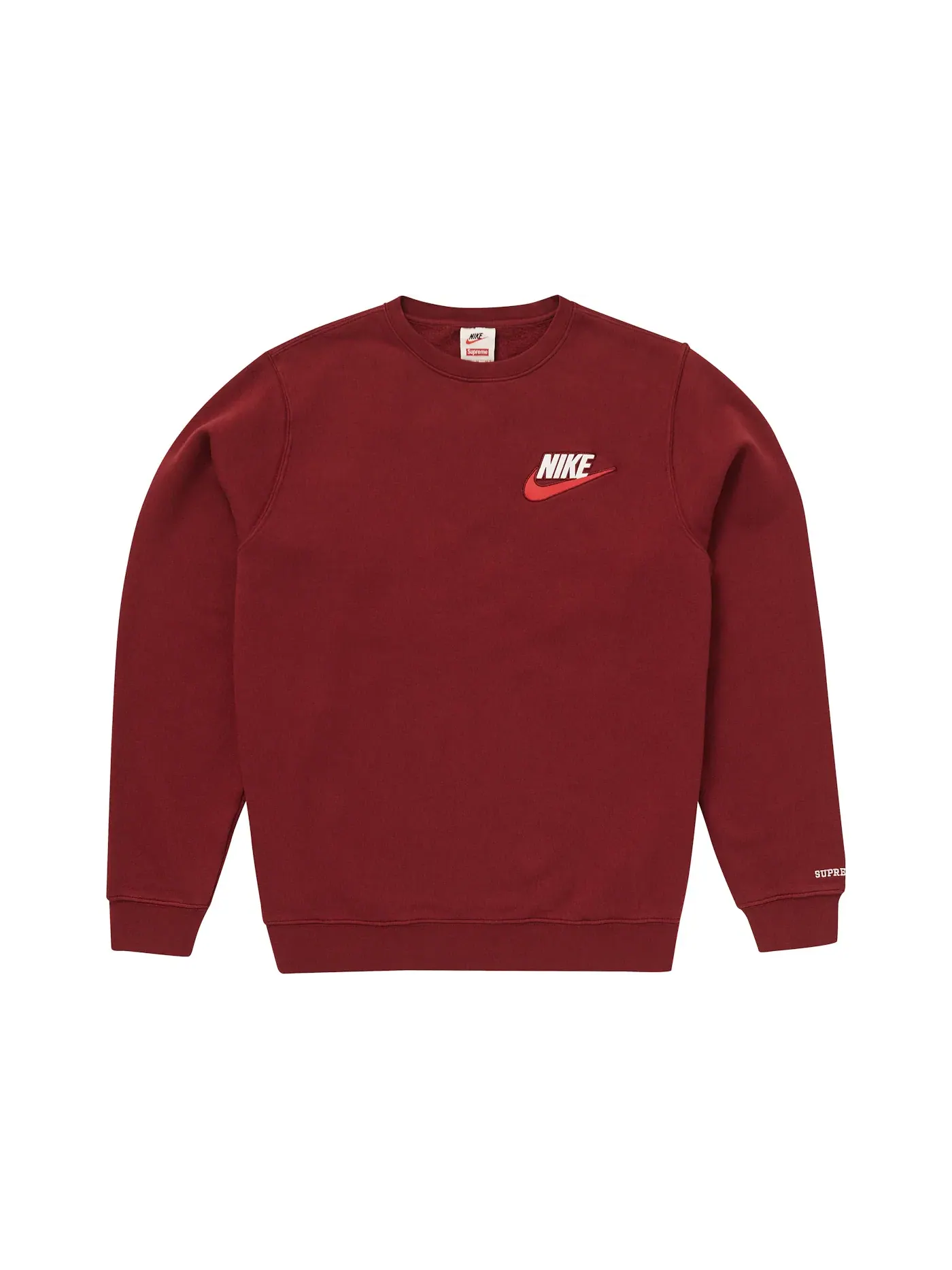 Мужской свитшот с принтом Supreme x Nike Crewneck — изображение 1 из 1, бордовый