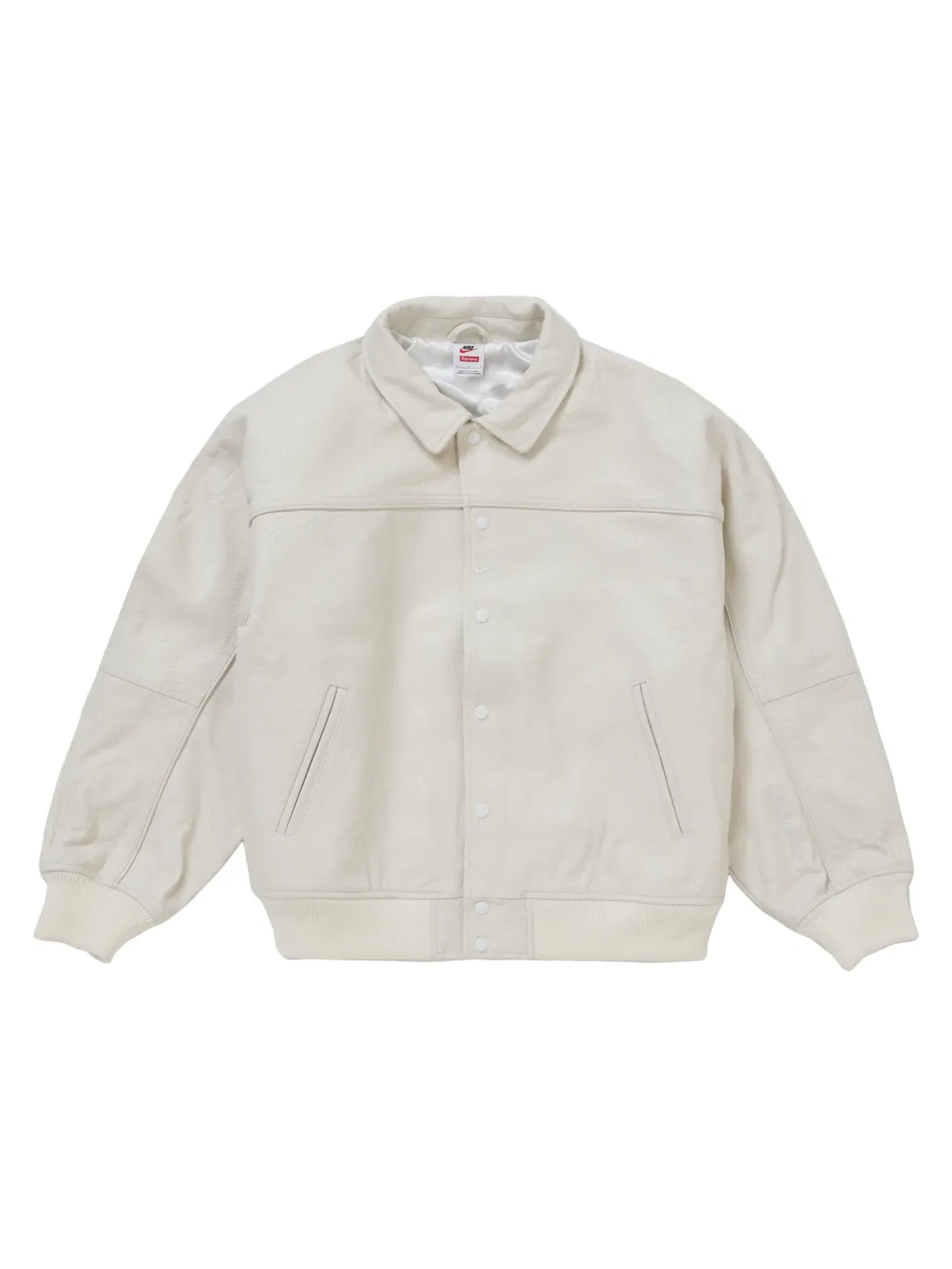 Мужская кожаная куртка-варсити Supreme Nike White — изображение 1 из 3
