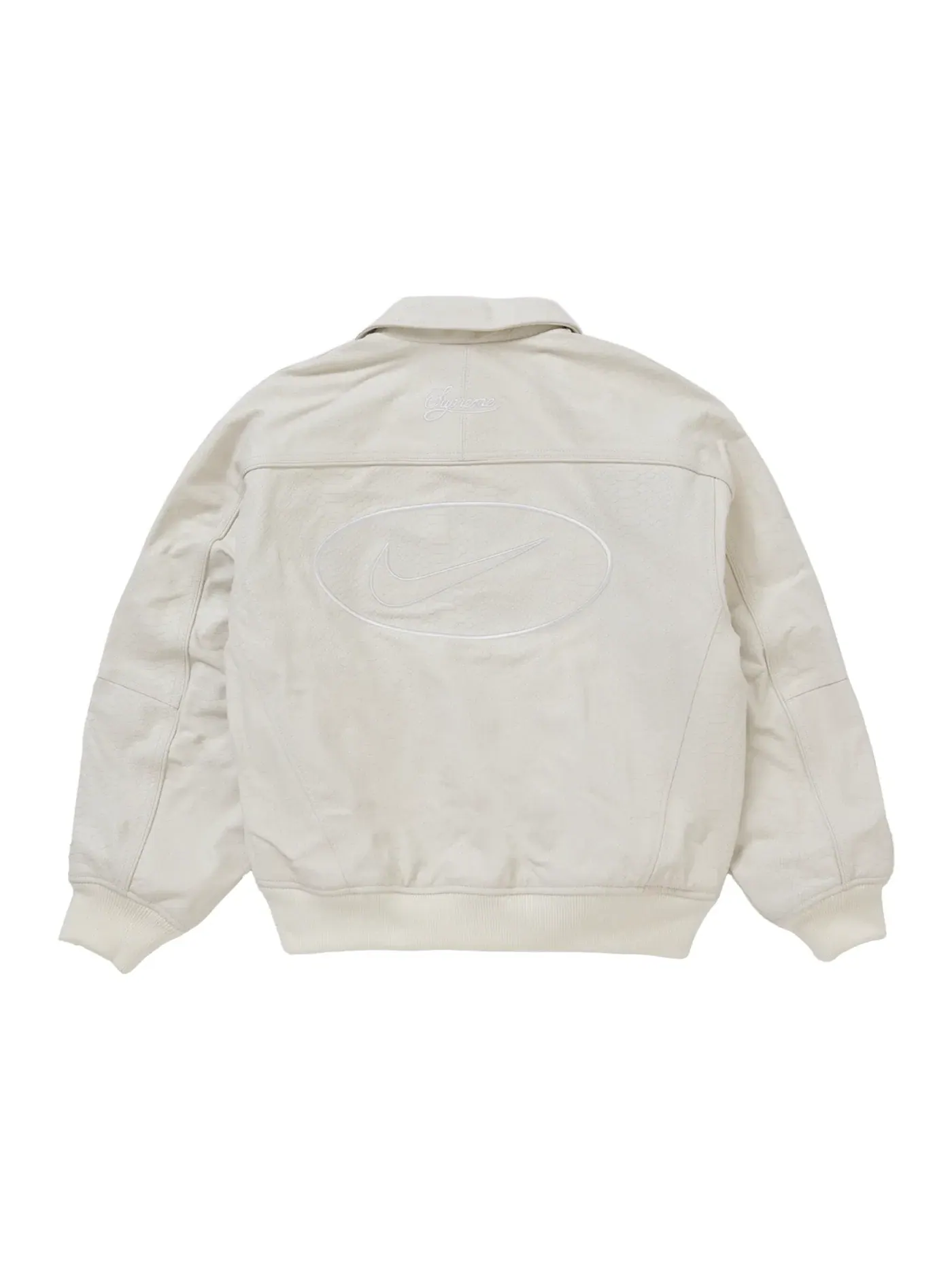 Мужская кожаная куртка-варсити Supreme Nike White — изображение 3 из 3