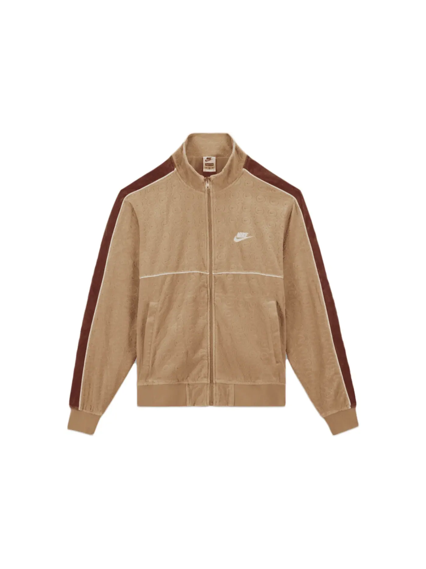 Мужская куртка велюровая Supreme Nike Velour Track Jacket — изображение 1 из 1, бежевый
