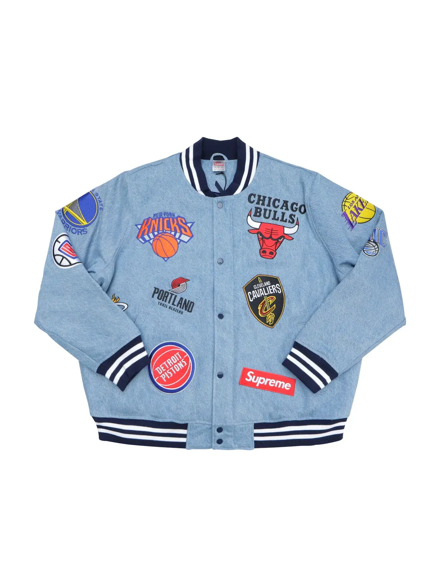 Мужская джинсовая куртка Supreme Nike/NBA Teams Warm-Up Jacket Supreme — изображение 1 из 3, джинсовый синий