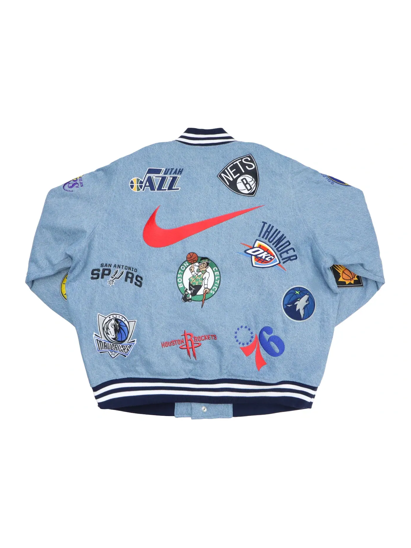 Мужская джинсовая куртка Supreme Nike/NBA Teams Warm-Up Jacket Supreme — изображение 2 из 3, джинсовый синий