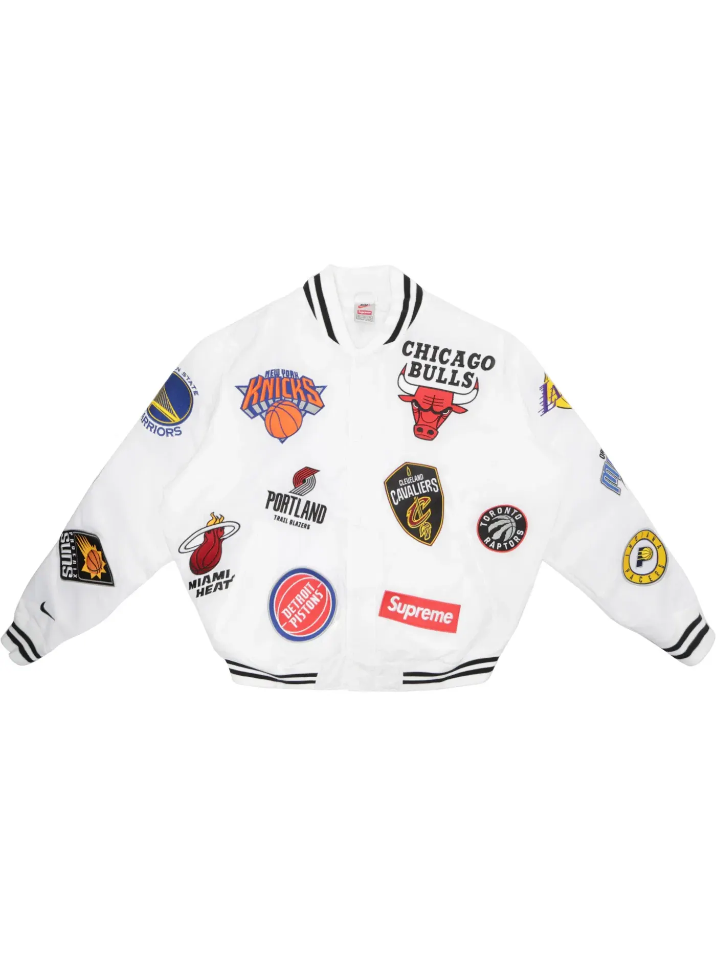Мужская джинсовая куртка с принтом Supreme Nike/NBA Teams Warm-Up Jacket Supreme — изображение 1 из 2, белый
