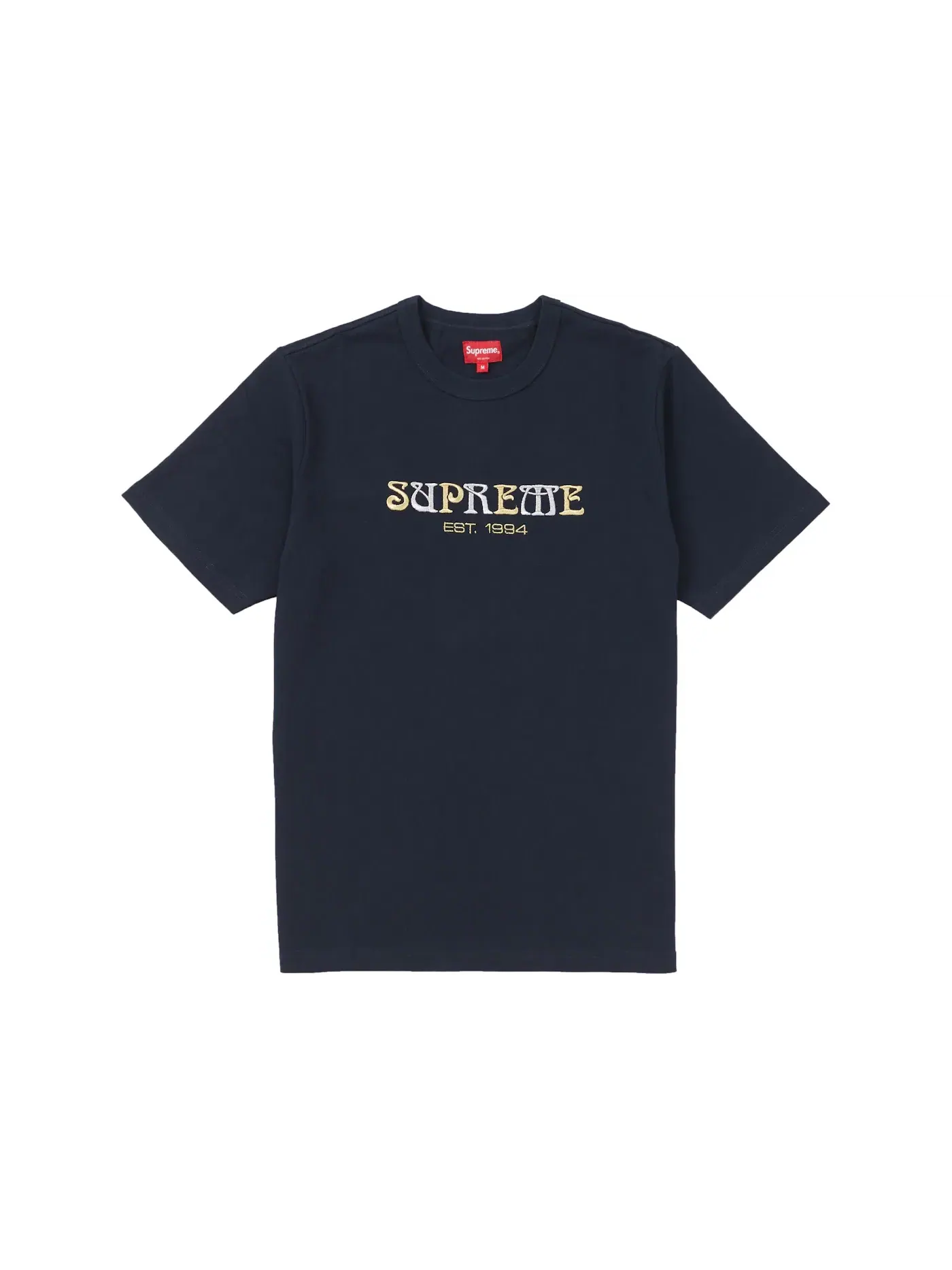 Мужская футболка с принтом Supreme Nouveau Logo Tee — изображение 1 из 1, темно-синий