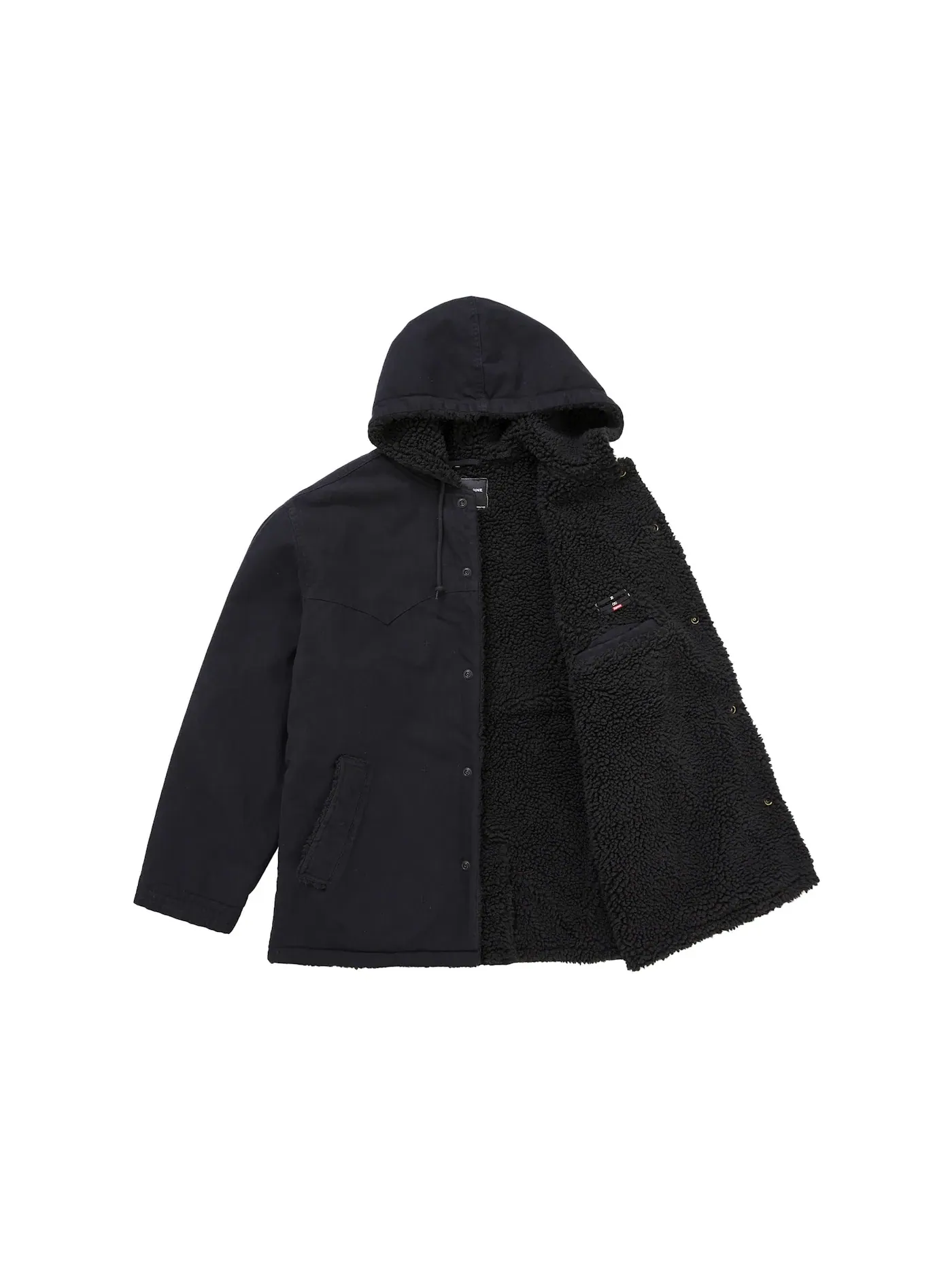 Мужское пальто с искусственным мехом Supreme Number (N)ine Faux Shearling Hooded Coat — изображение 2 из 4, черный