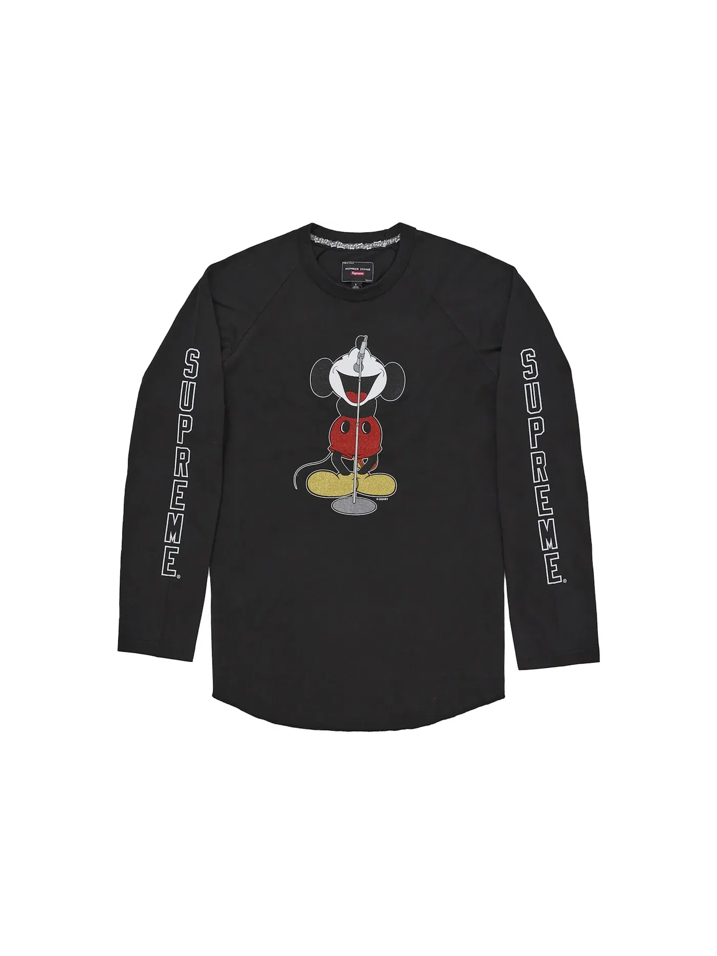 Мужская футболка реглан с длинным рукавом Supreme Number (N)ine Mickey Raglan L/S Top — изображение 1 из 2, черный
