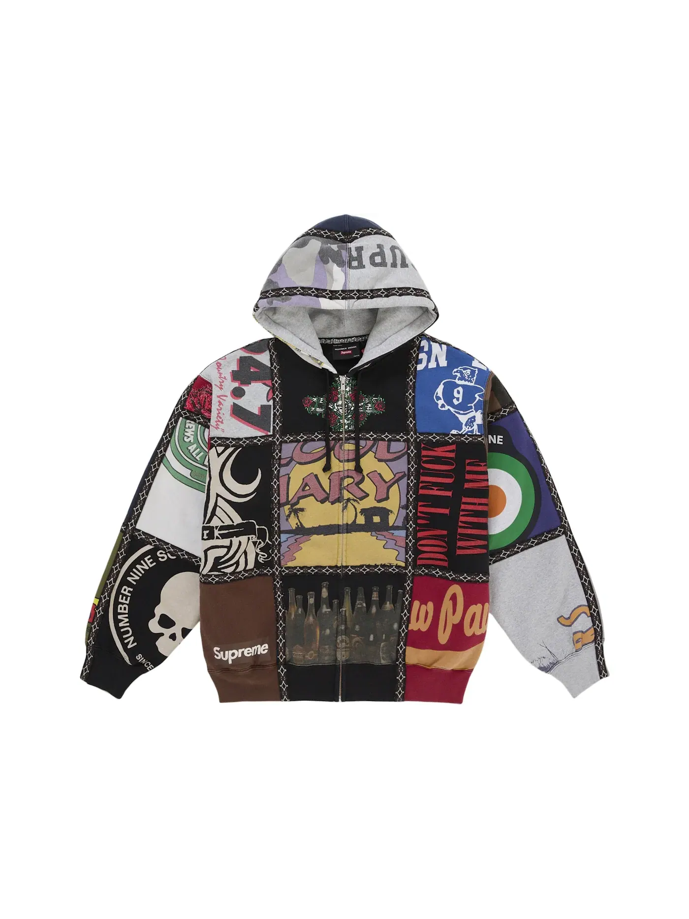 Мужская худи на молнии с пэчворком Supreme x Number (N)ine — изображение 1 из 2, мульти