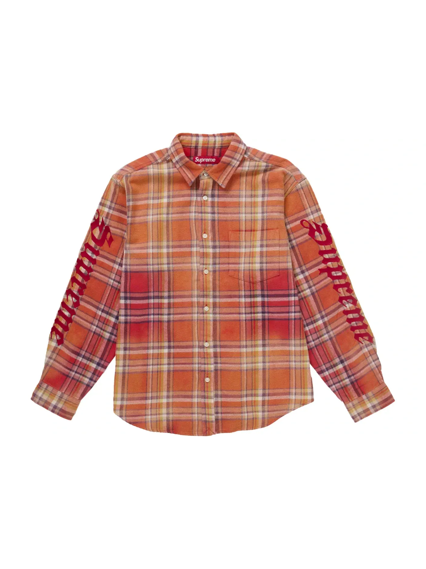 Мужская фланелевая рубашка с принтом Old English Plaid Supreme — изображение 1 из 1, оранжевый
