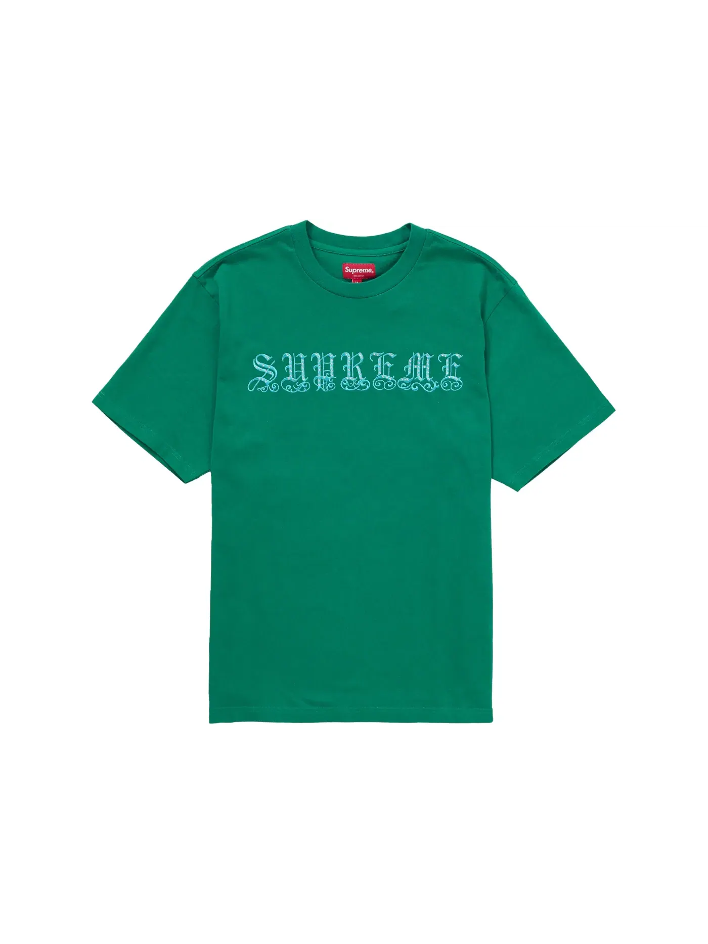 Мужская футболка с принтом Supreme Old English Rhinestone S/S Top — изображение 1 из 1, зеленый