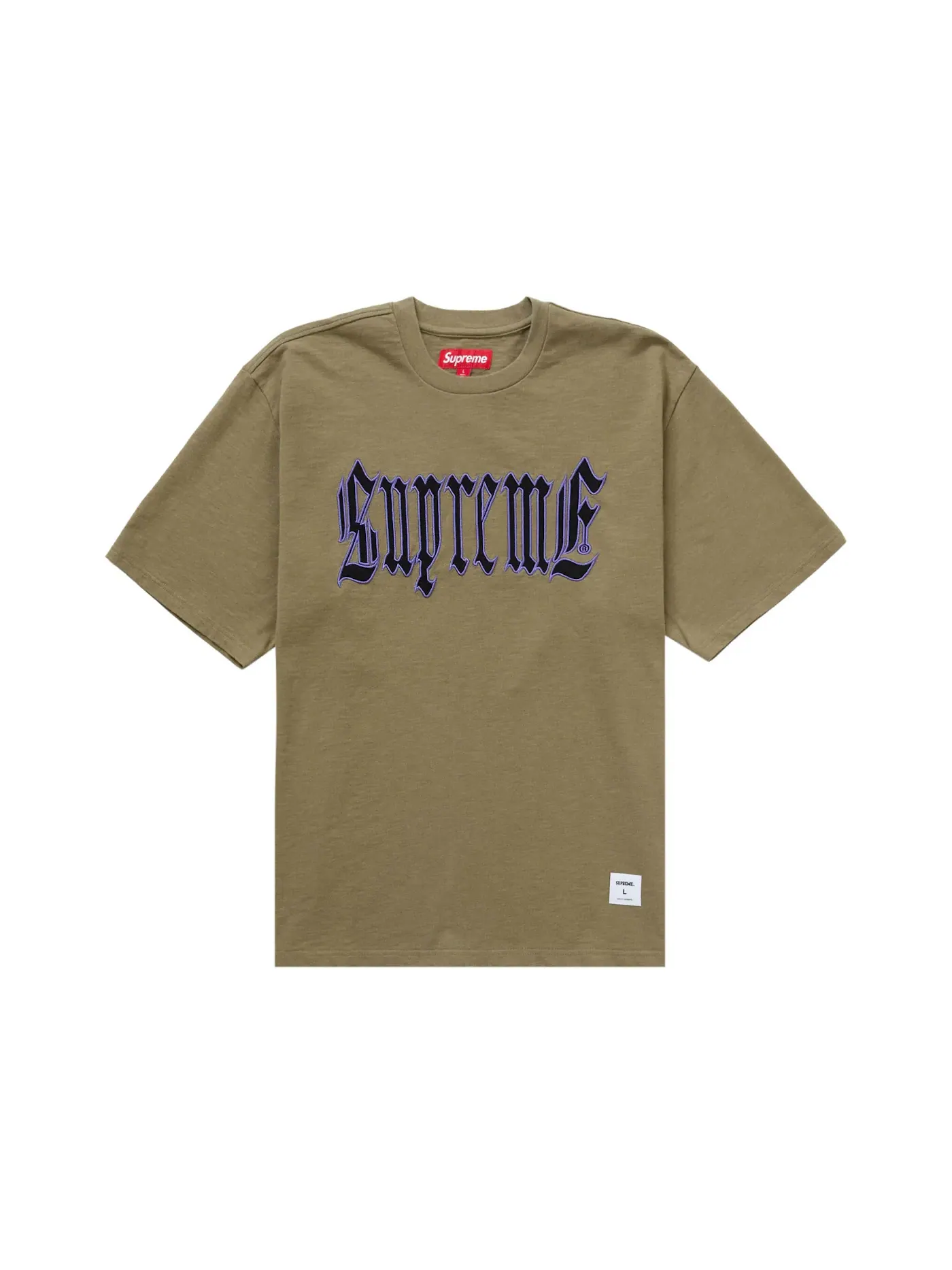 Мужская футболка с принтом Supreme Old English S/S Top (SS24) — изображение 1 из 1, оливковый