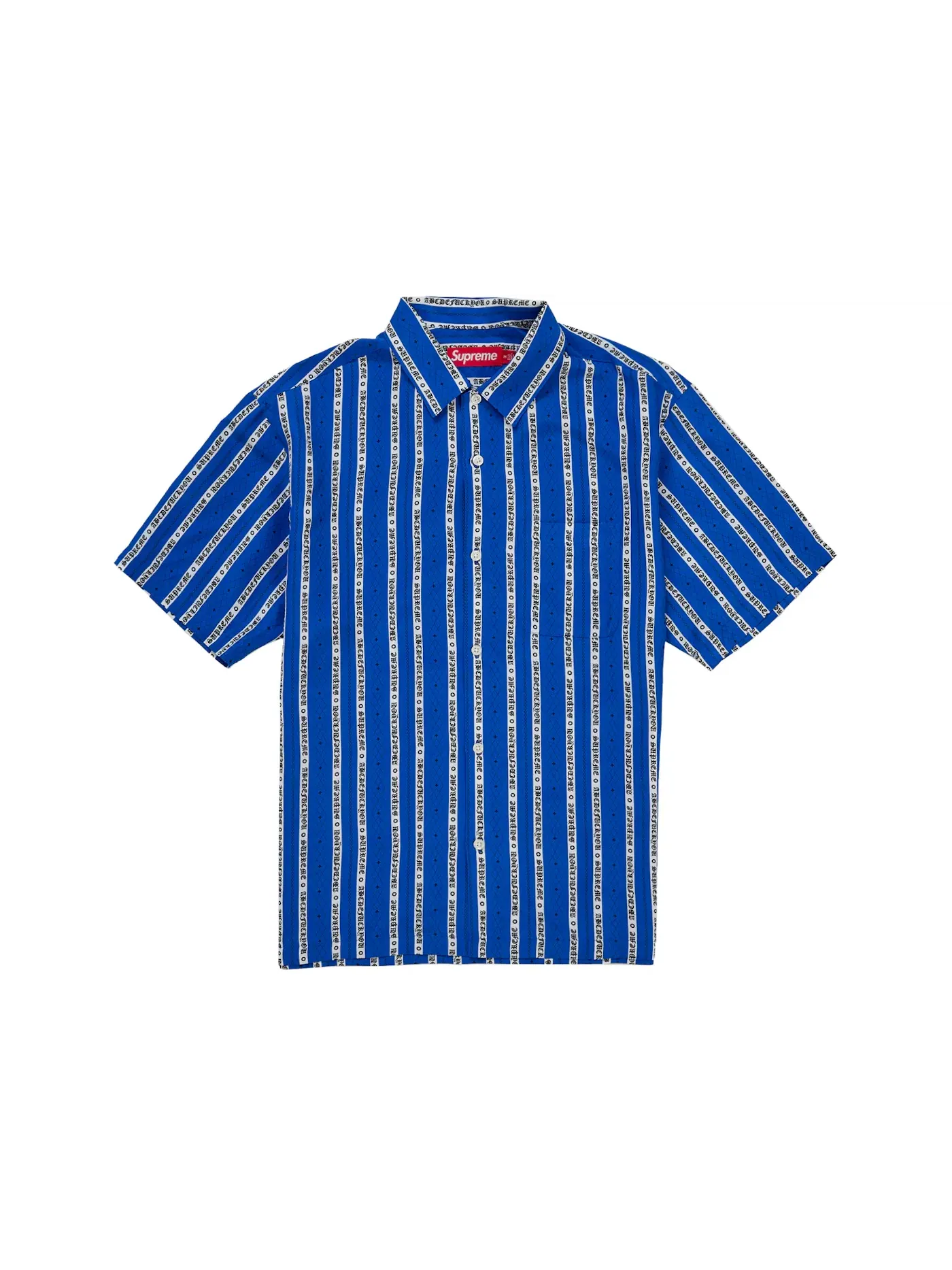 Мужская рубашка с коротким рукавом Supreme Old English Stripe — изображение 1 из 1, синий