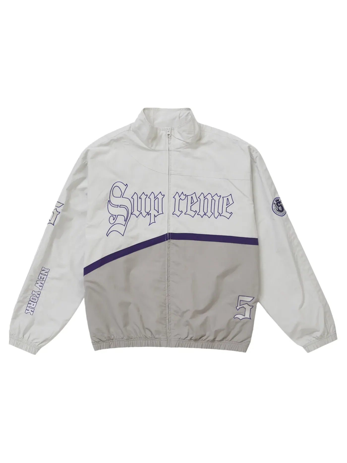 Мужская куртка спортивная с принтом Supreme Old English Jacket — изображение 1 из 3, белый