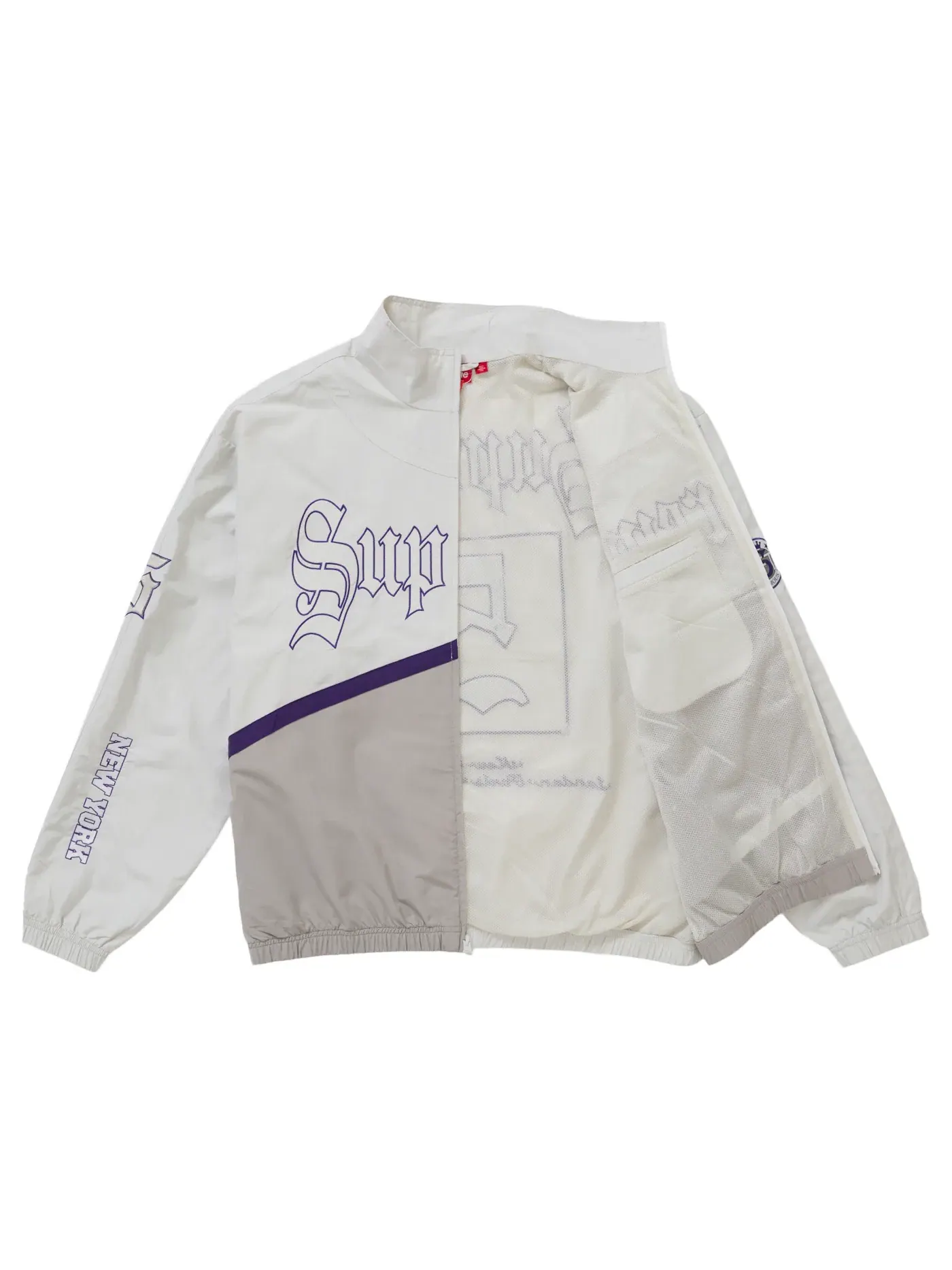 Мужская куртка спортивная с принтом Supreme Old English Jacket — изображение 2 из 3, белый