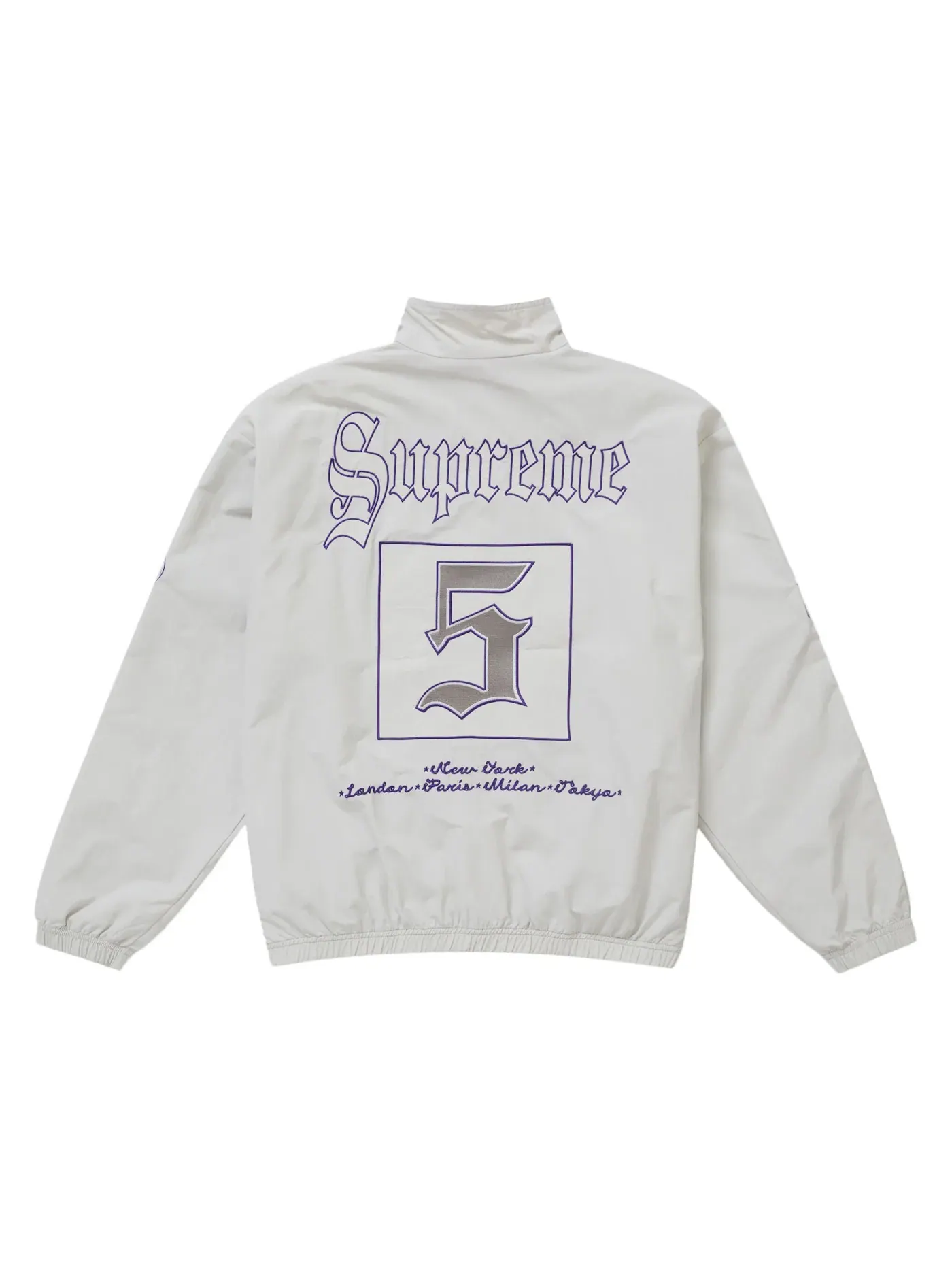 Мужская куртка спортивная с принтом Supreme Old English Jacket — изображение 3 из 3, белый