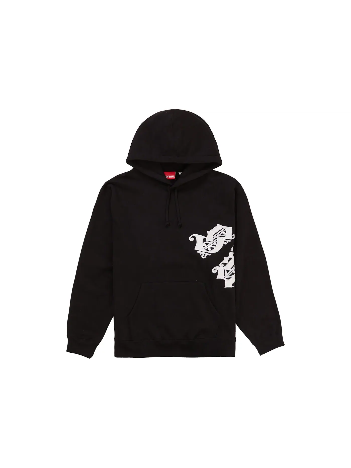 Мужской худи с капюшоном и принтом Supreme Old English Wrap Hooded Sweatshirt — изображение 1 из 2, черный