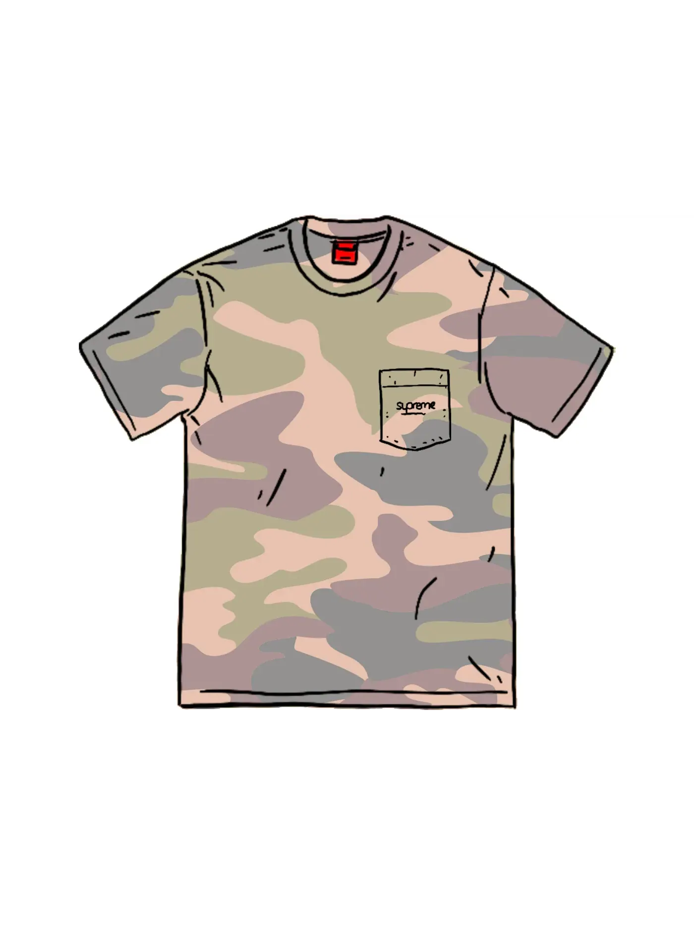 Мужская футболка с принтом Supreme Pocket Tee (SS20), Painted Camo — изображение 1 из 1