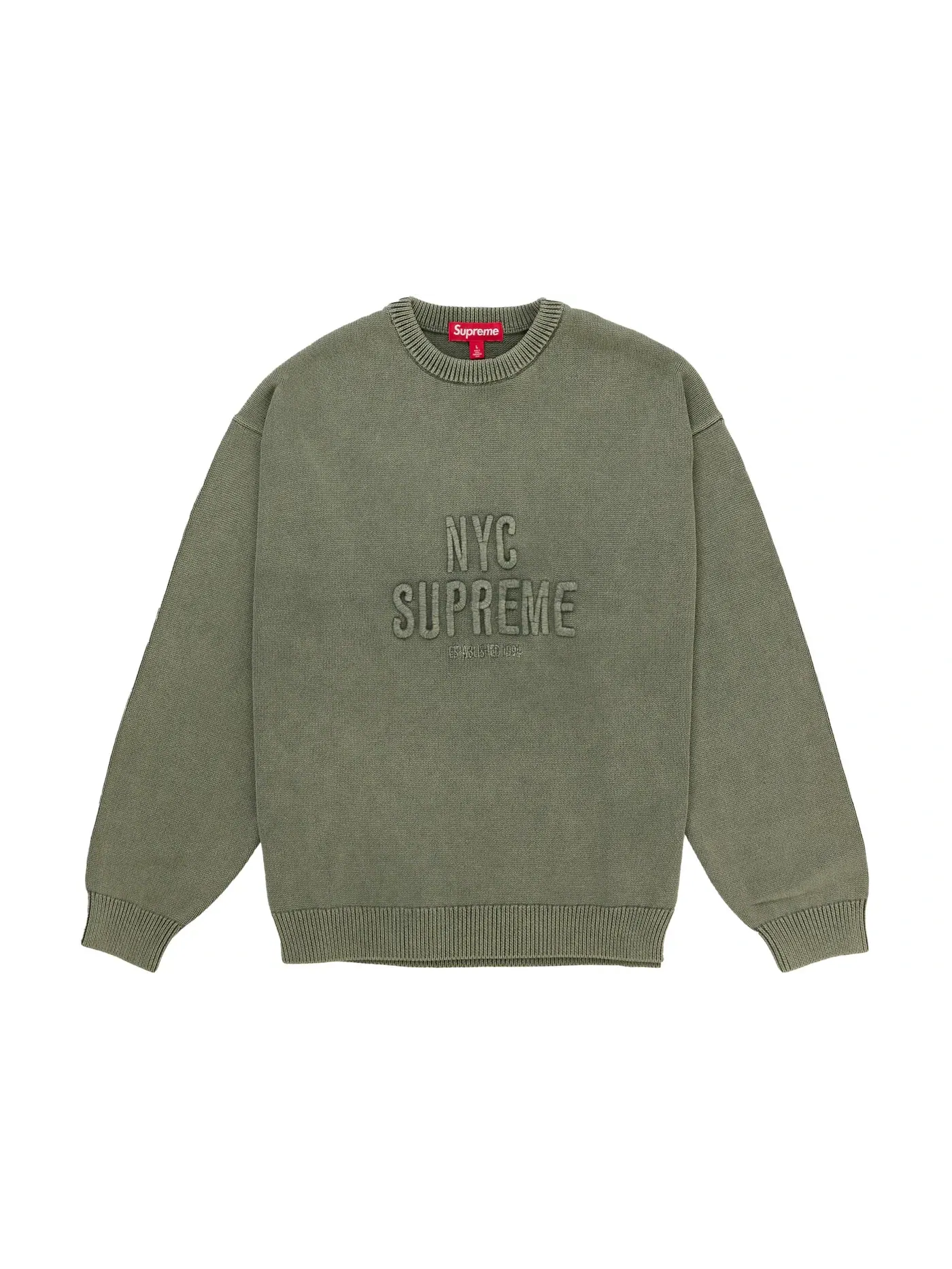 Мужской свитер с принтом Supreme — изображение 1 из 1, оливковый