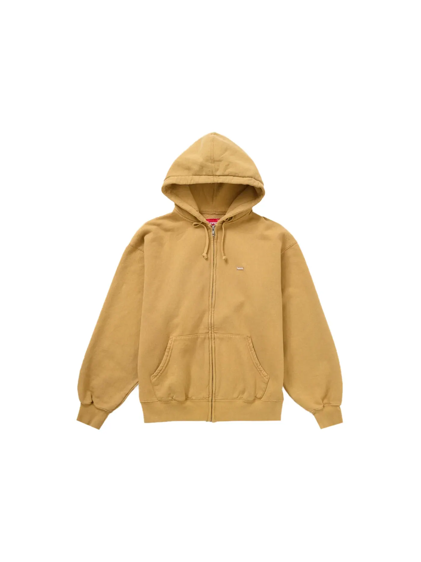 Мужская худи Supreme Overdyed Small Box Zip-Up Hooded Sweatshirt — изображение 1 из 1, бежевый