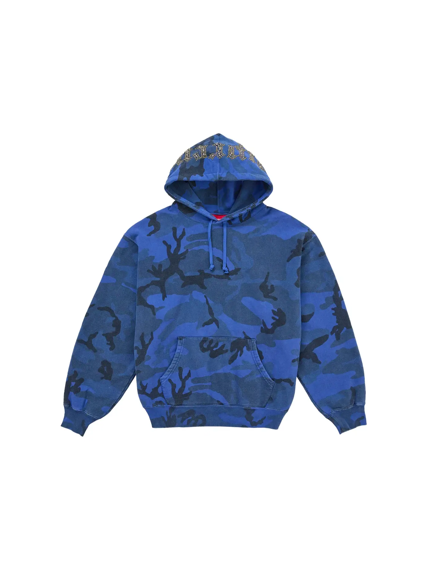 Мужская худи с капюшоном с принтом Supreme Overdyed Studded Hooded Sweatshirt — изображение 1 из 3, синий