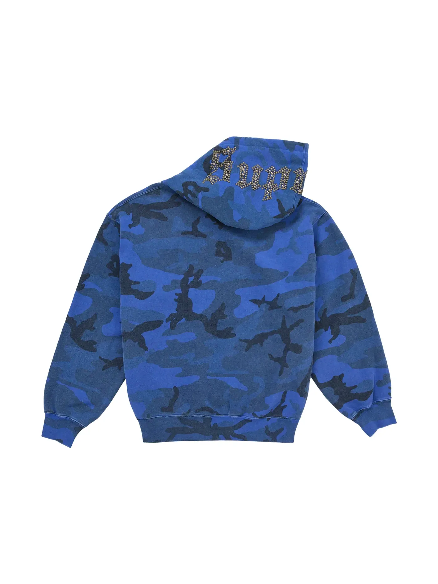 Мужская худи с капюшоном с принтом Supreme Overdyed Studded Hooded Sweatshirt — изображение 2 из 3, синий