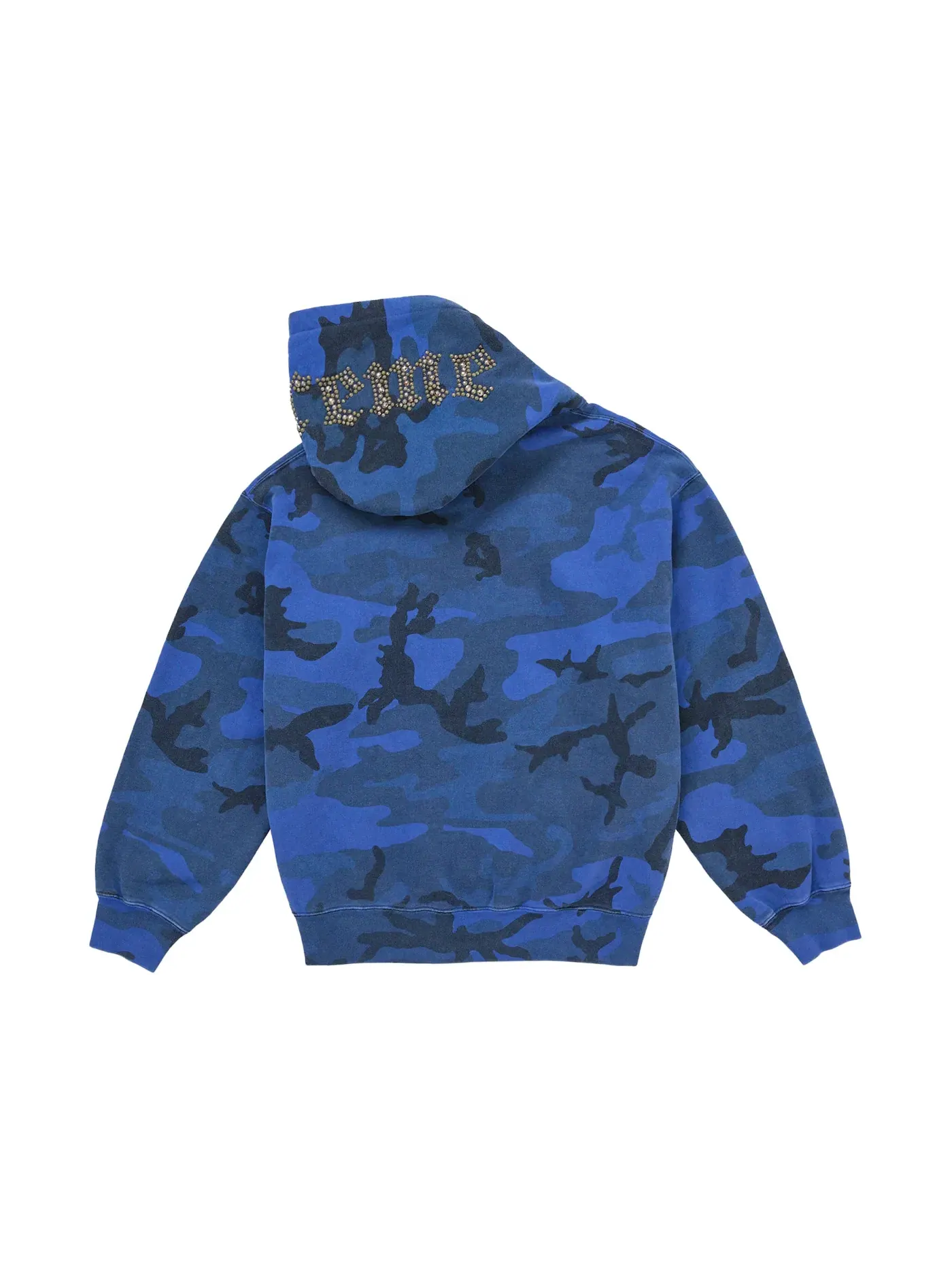 Мужская худи с капюшоном с принтом Supreme Overdyed Studded Hooded Sweatshirt — изображение 3 из 3, синий