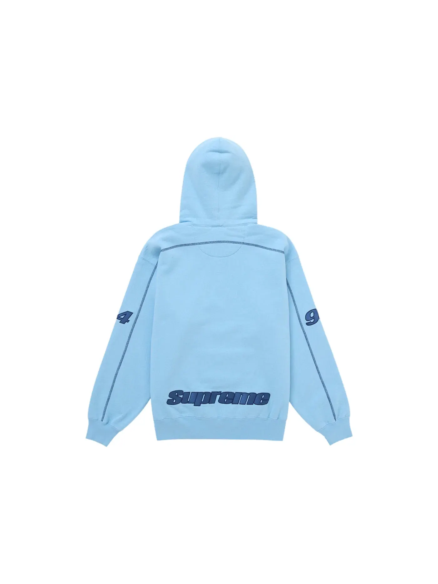 Мужской свитшот с капюшоном Supreme Overlock Hooded Sweatshirt Supreme — изображение 2 из 2, светлый синий