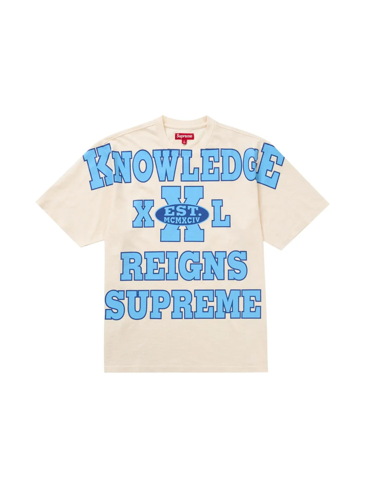 Мужская футболка Supreme Overprint Knowledge S/S Top — изображение 1 из 1, бежевый