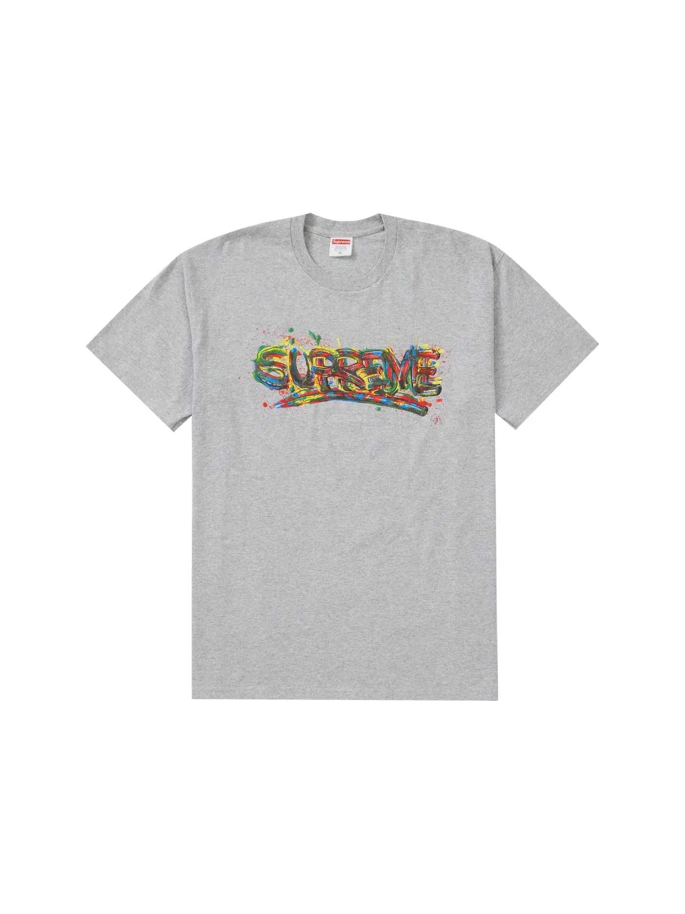 Мужская футболка с принтом Supreme Paint Logo Tee Supreme — изображение 1 из 1, серый
