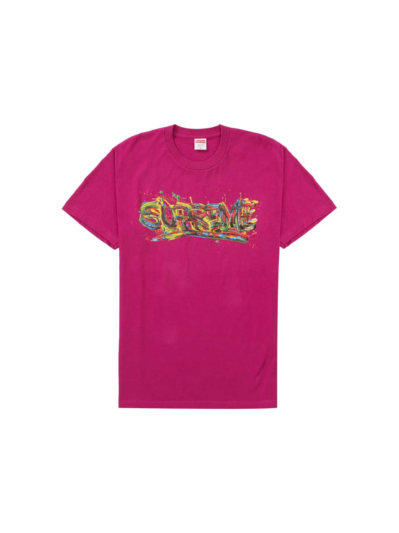 Мужская футболка с принтом Supreme Paint Logo Tee Supreme — изображение 1 из 1, маджента