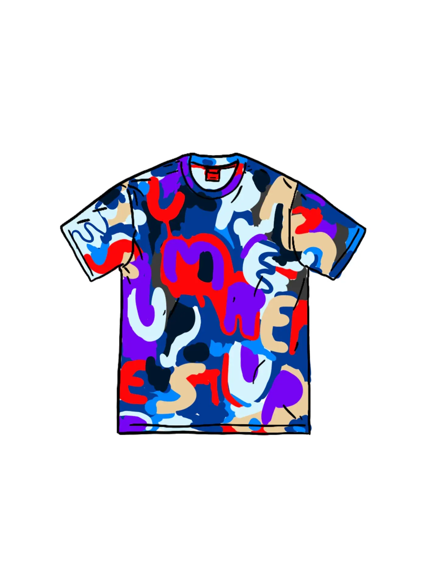 Мужская футболка Supreme Painted Logo S/S Top Royal — изображение 1 из 1